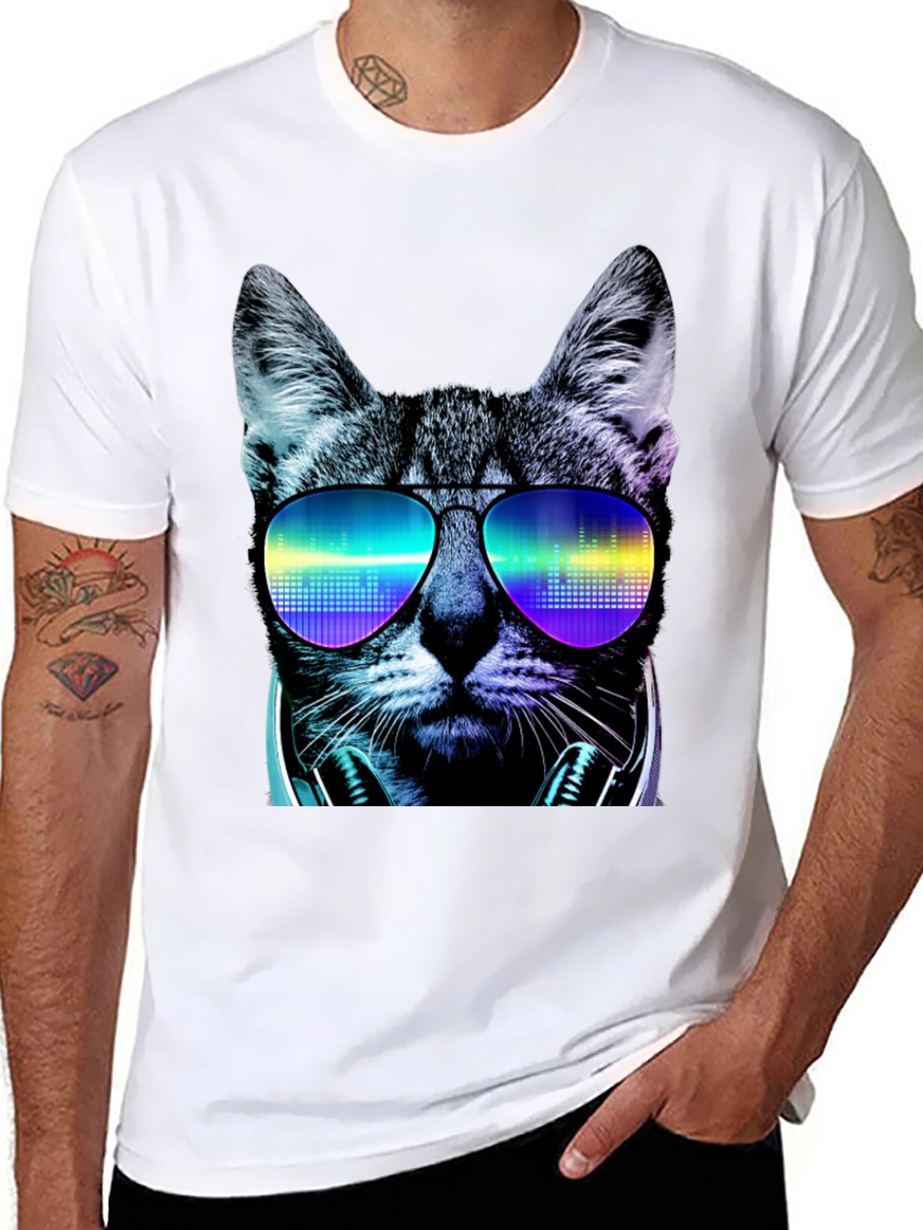 Cool Cat DJ Graphic T-Shirt
