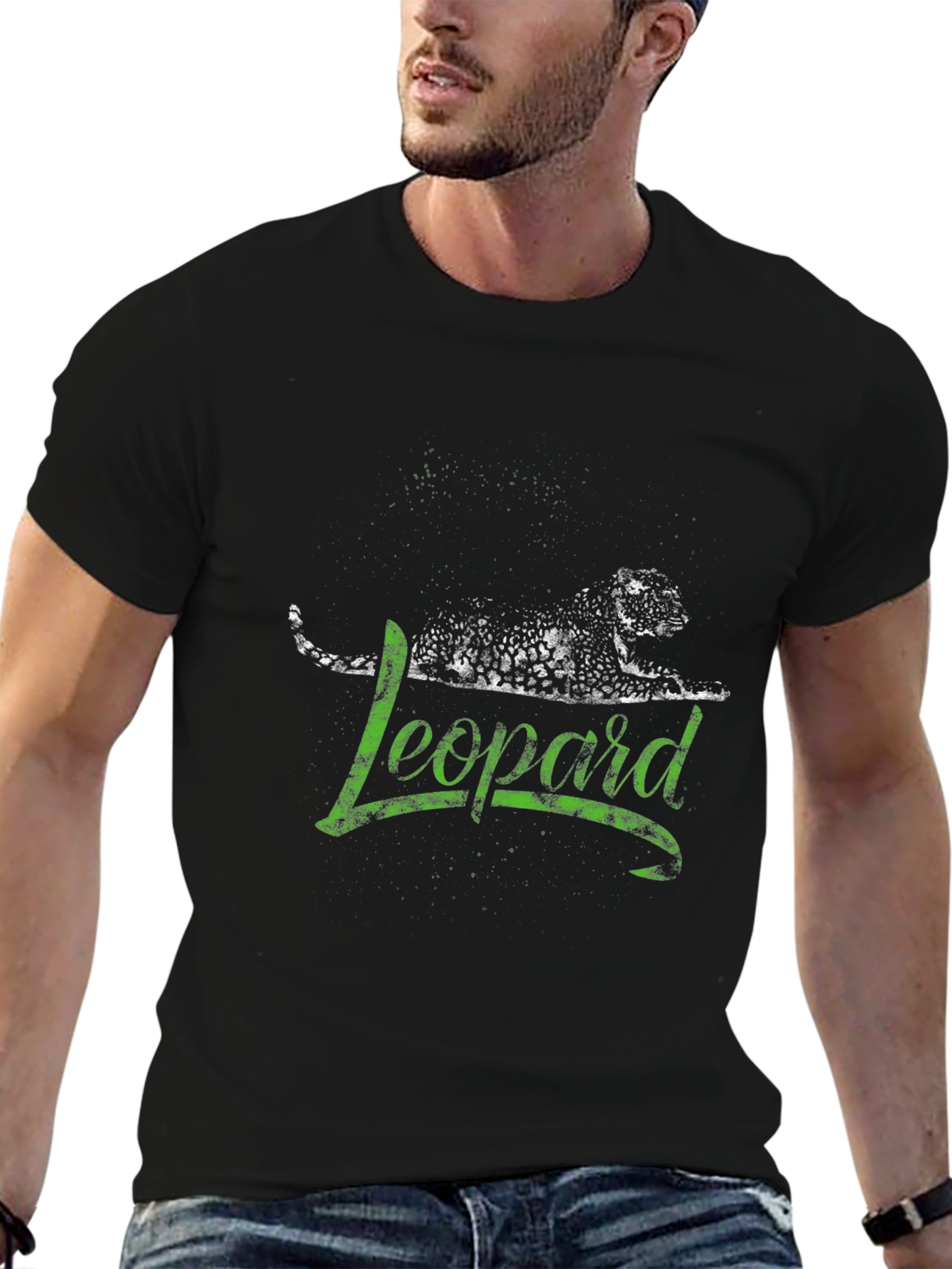 Leopard Graphic Print Mens T-Shirt