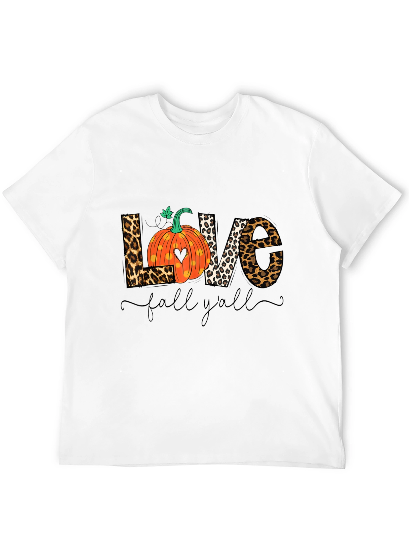 Love Fall Yall Leopard Print T-Shirt