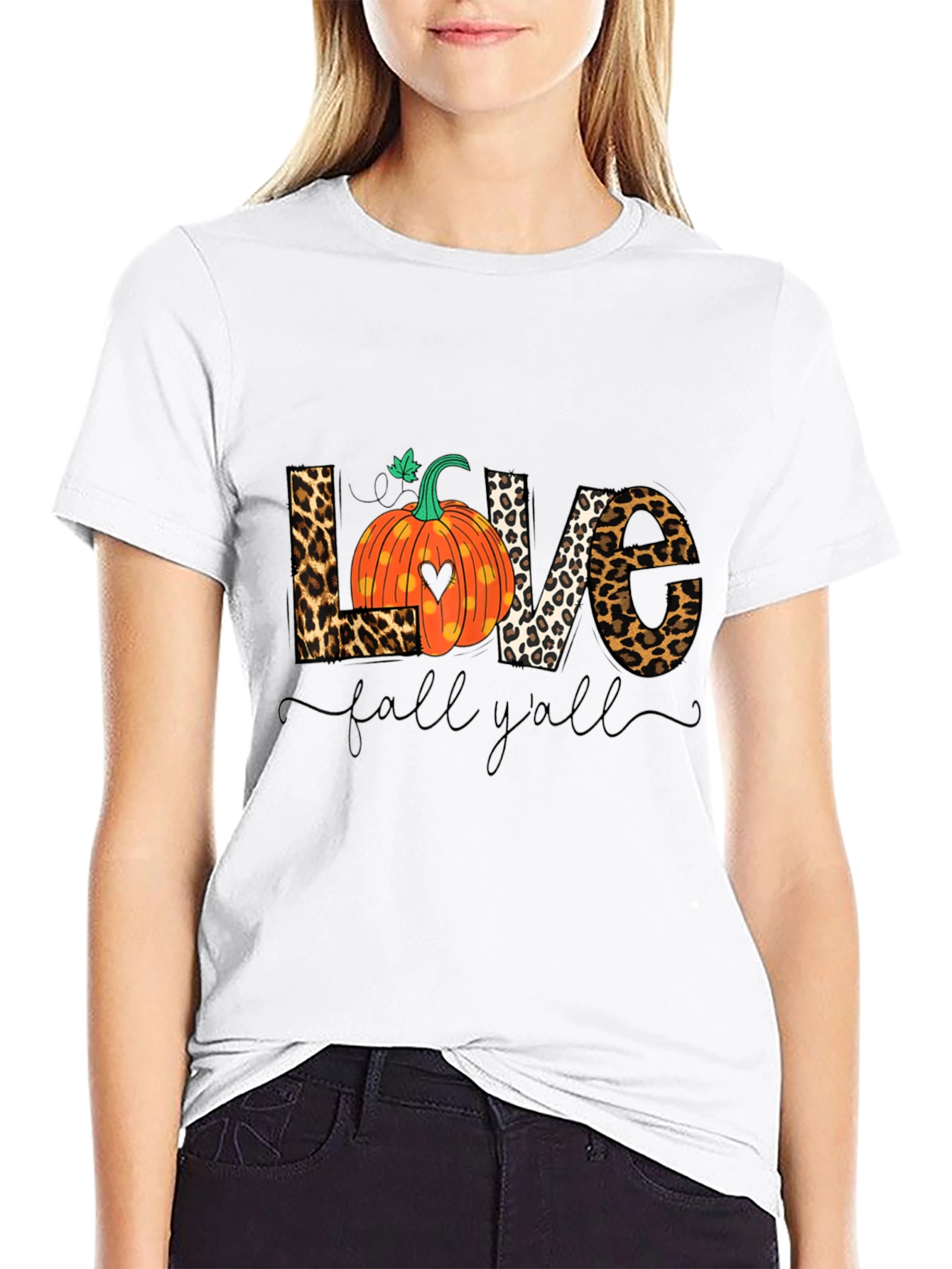 Love Fall Yall Leopard Print T-Shirt