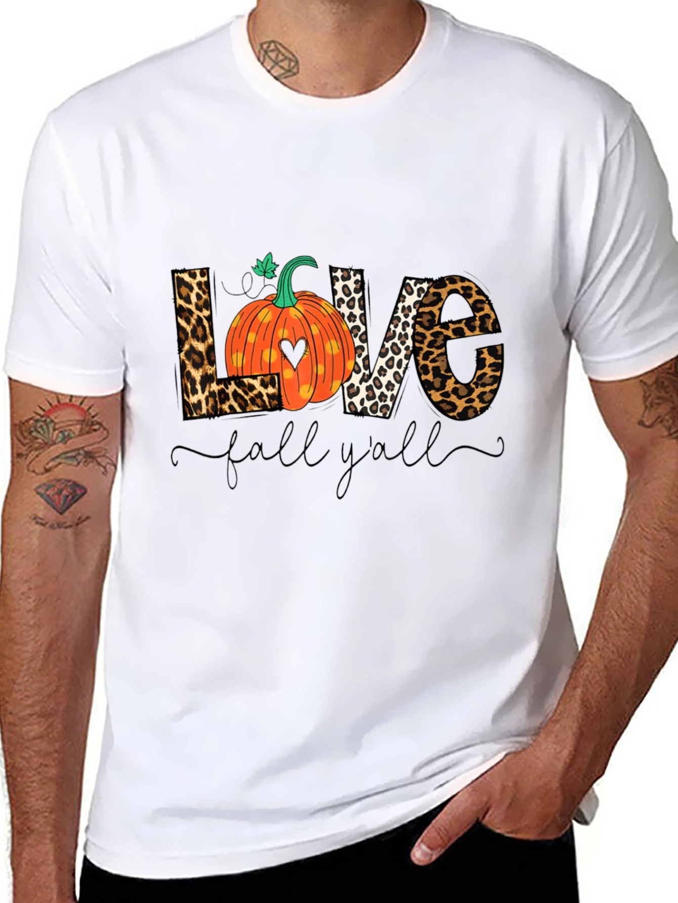 Love Fall Yall Leopard Print T-Shirt