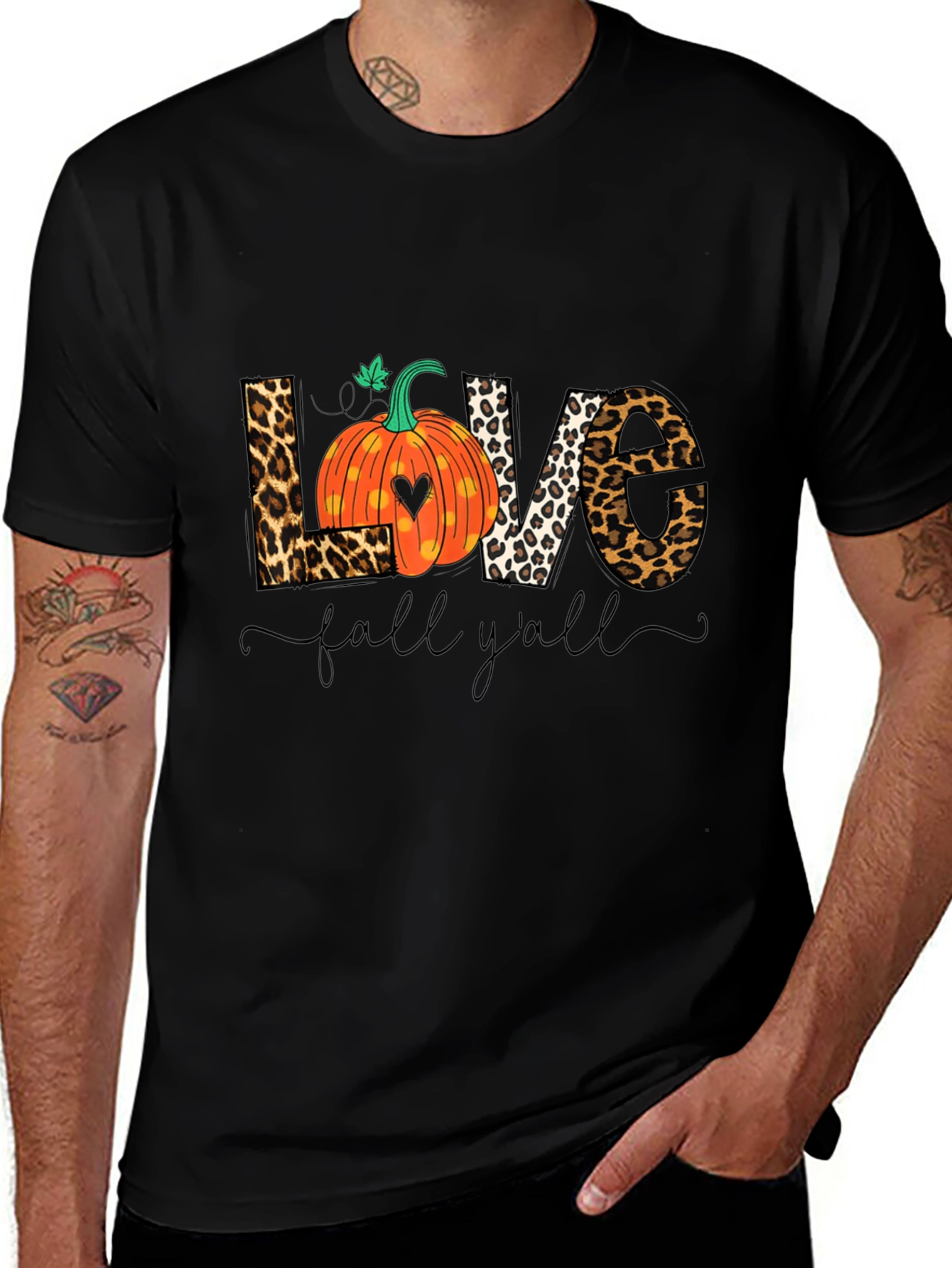 Love Fall Yall Leopard Print T-Shirt