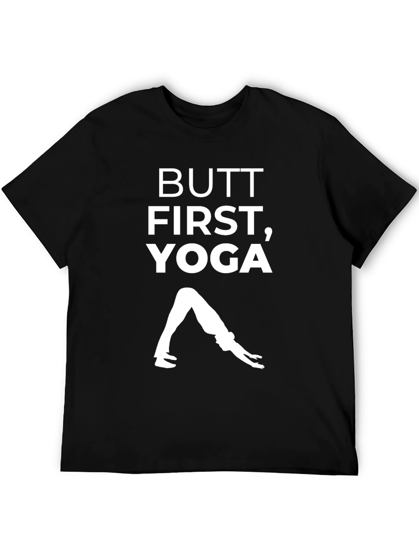 Butt First Yoga Graphic Tee - Mens Black T-Shirt