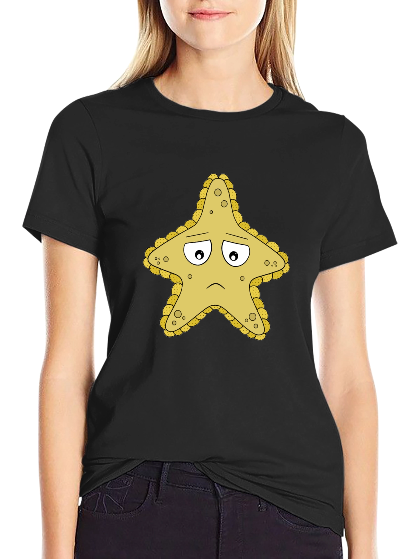 Sad Starfish Graphic Tee - Unisex Black T-Shirt