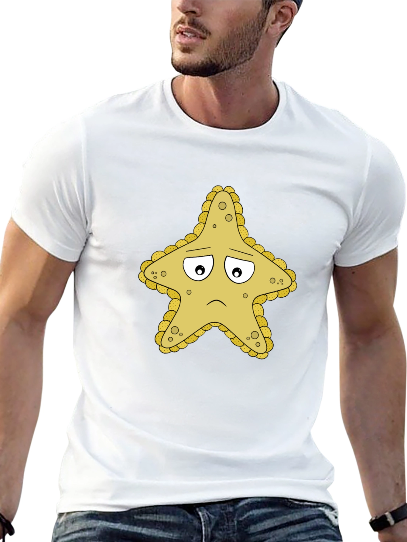 Sad Starfish Graphic Tee - Unisex Black T-Shirt