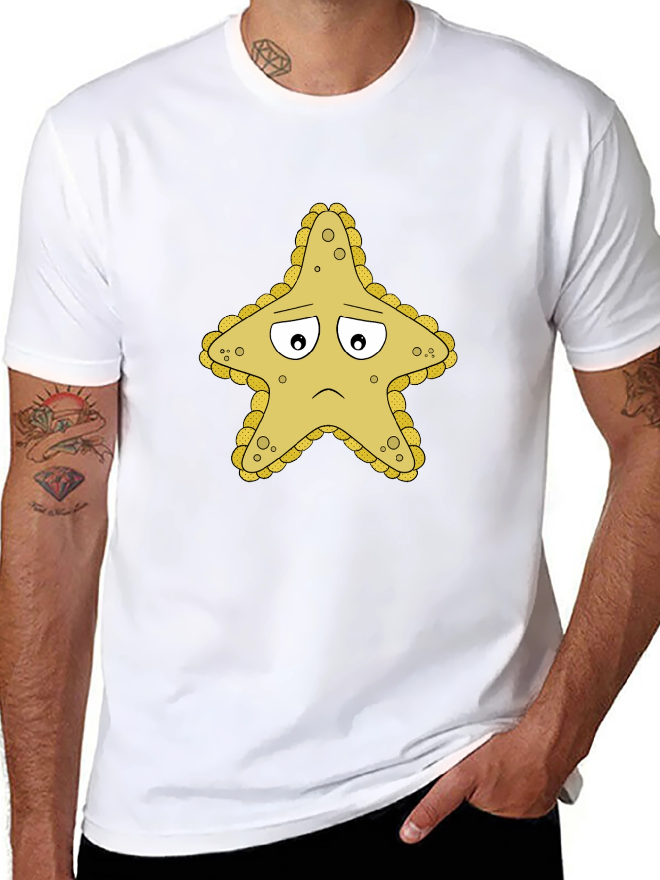 Sad Starfish Graphic Tee - Unisex Black T-Shirt