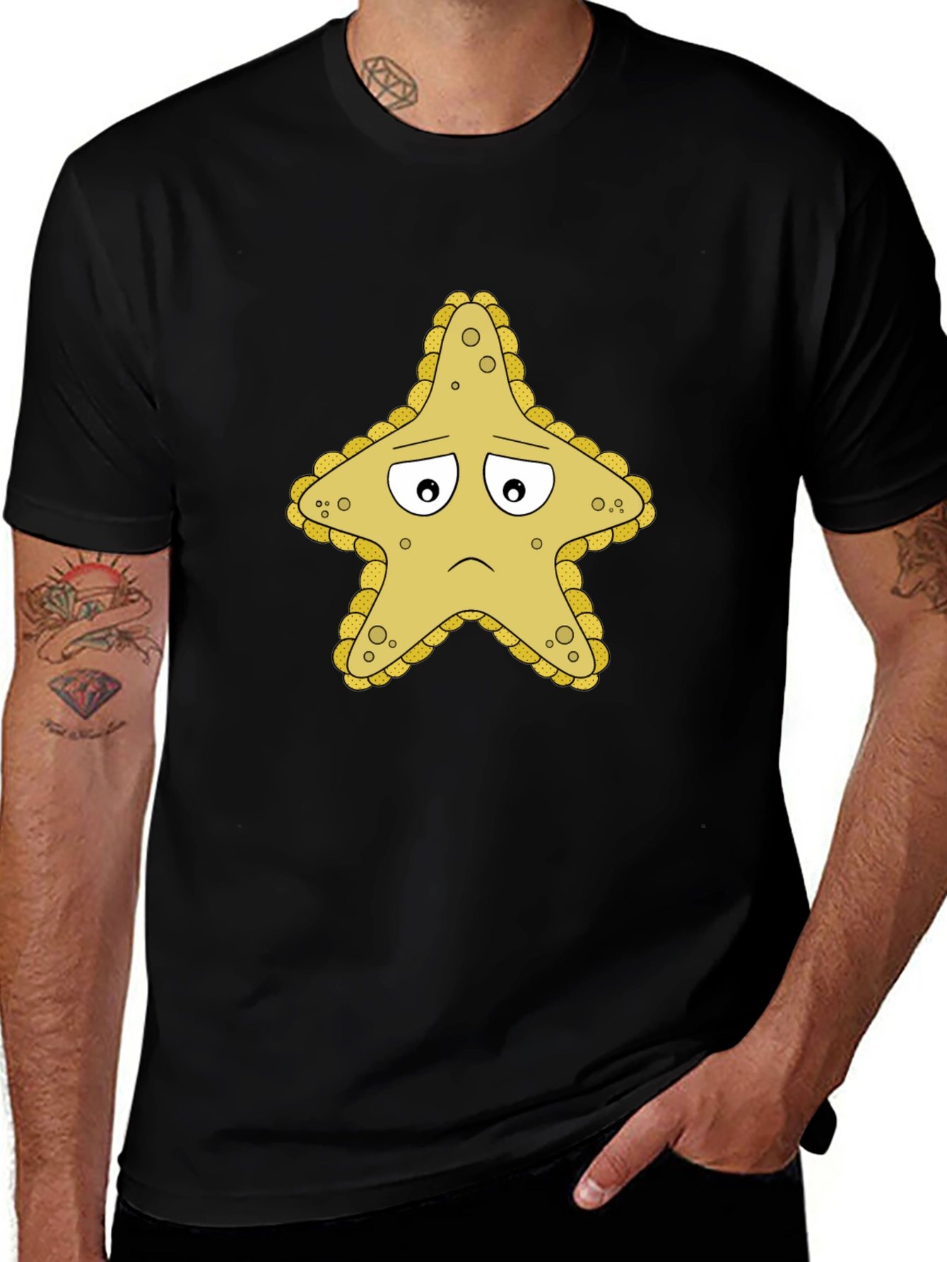 Sad Starfish Graphic Tee - Unisex Black T-Shirt