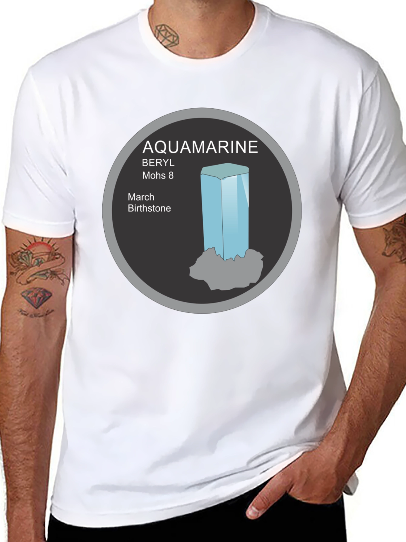 Aquamarine Birthstone Graphic Tee - March Beryl Gem T-Shirt