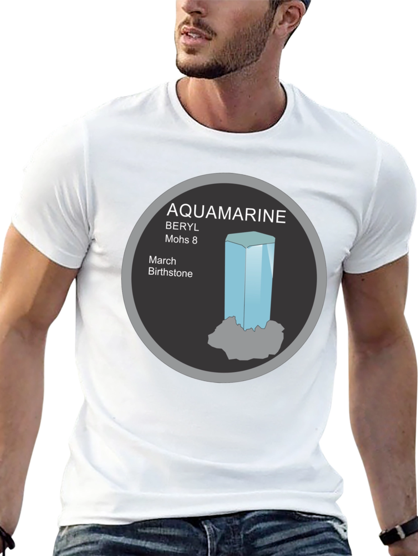Aquamarine Birthstone Graphic Tee - March Beryl Gem T-Shirt
