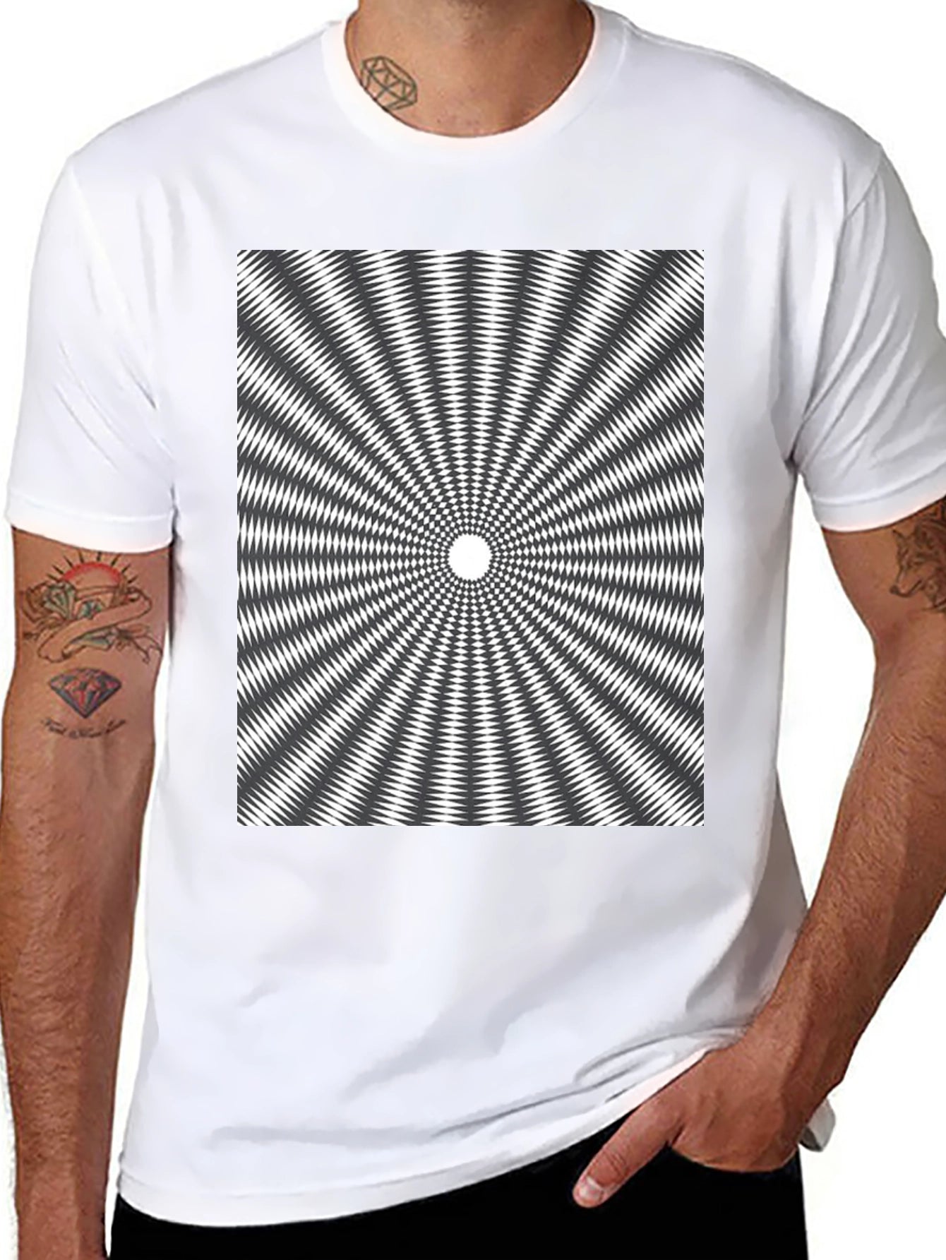 Optical Illusion Graphic Tee - Hypnotic Black T-Shirt