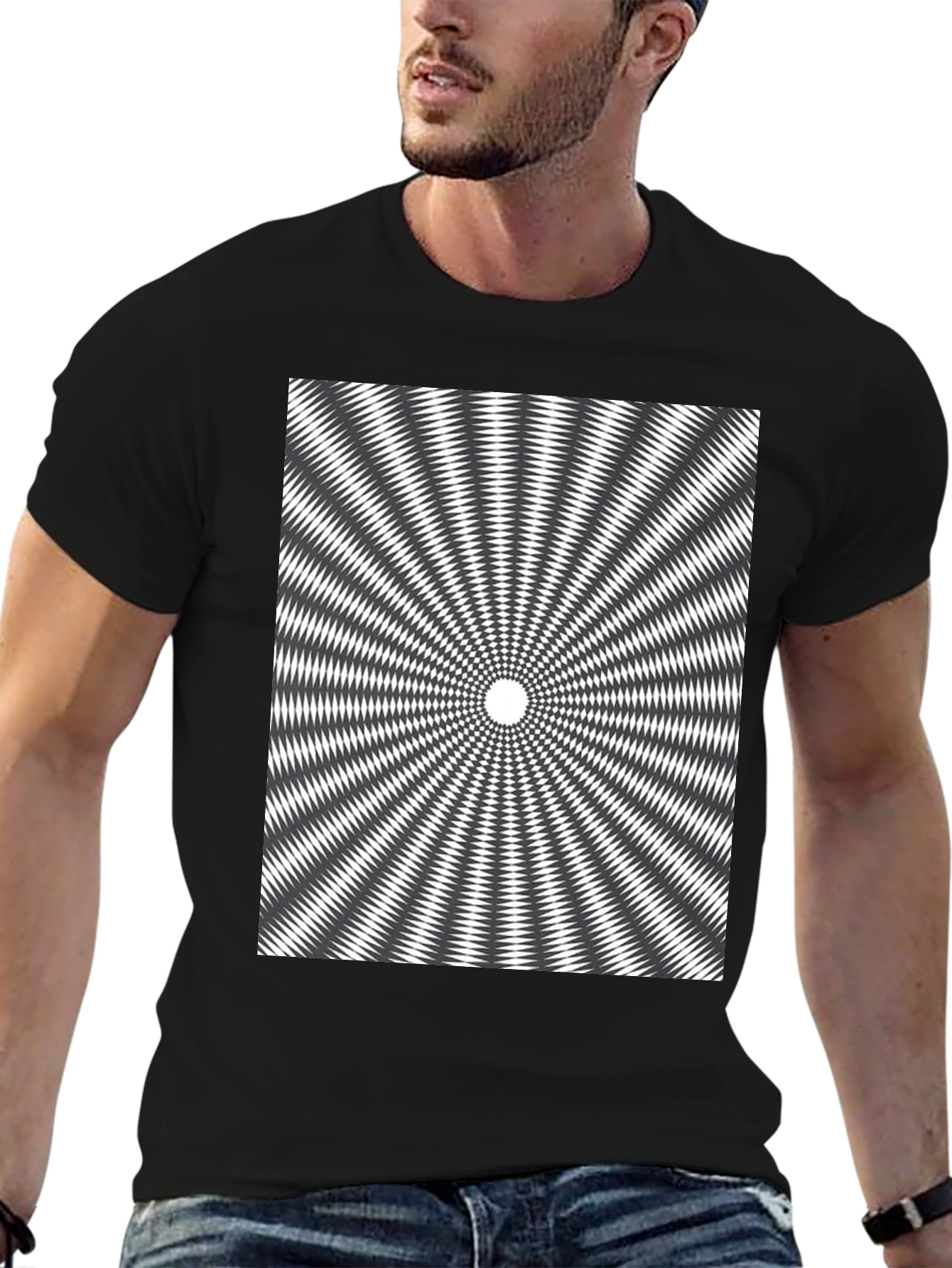 Optical Illusion Graphic Tee - Hypnotic Black T-Shirt