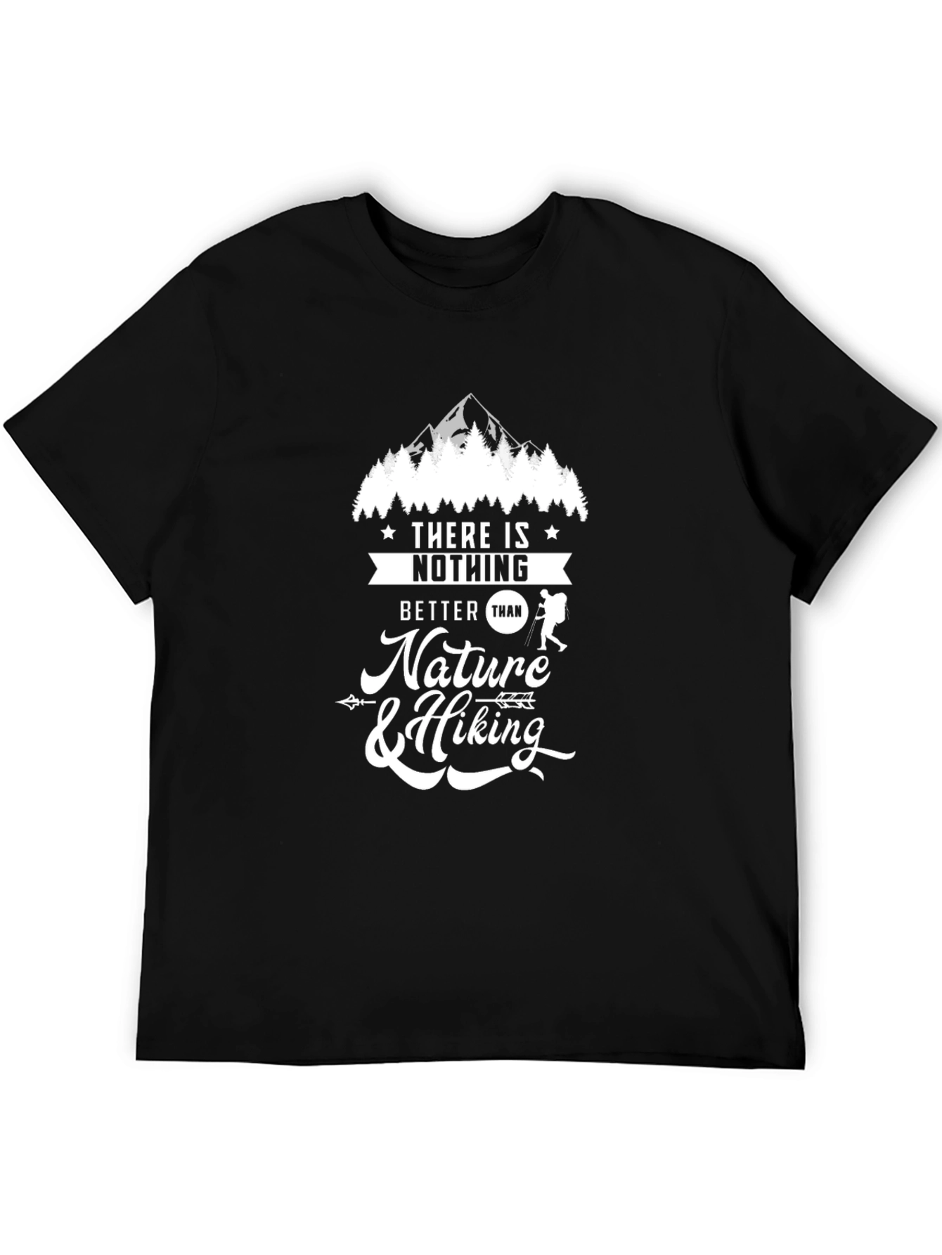 Nature & Hiking Graphic Tee - Black Cotton T-Shirt