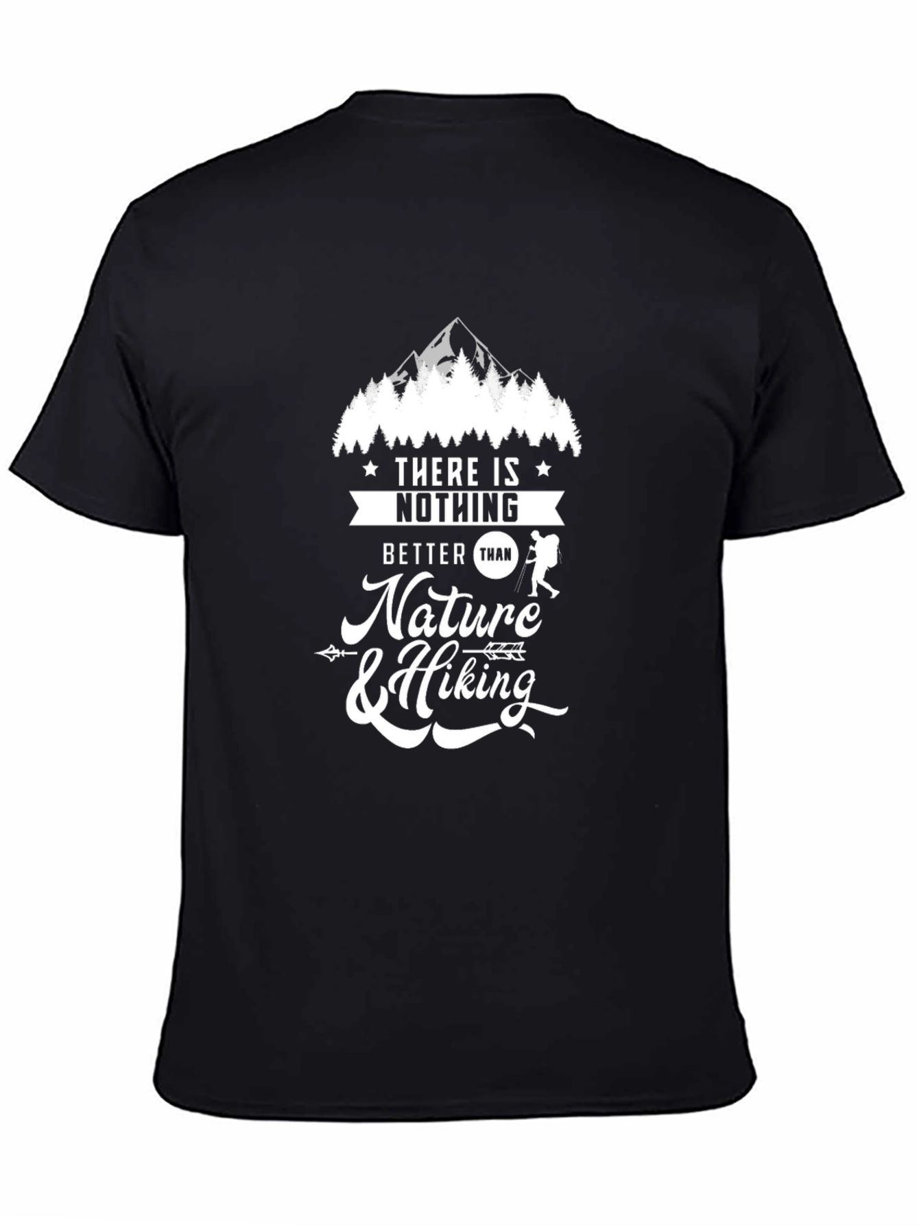 Nature & Hiking Graphic Tee - Black Cotton T-Shirt