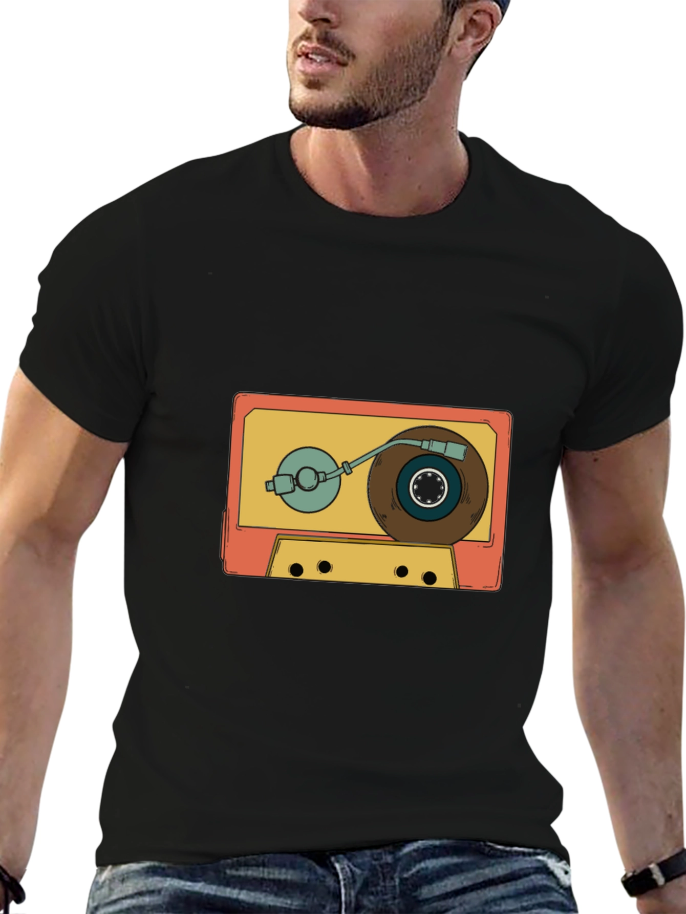 Retro Cassette Turntable Graphic T-Shirt