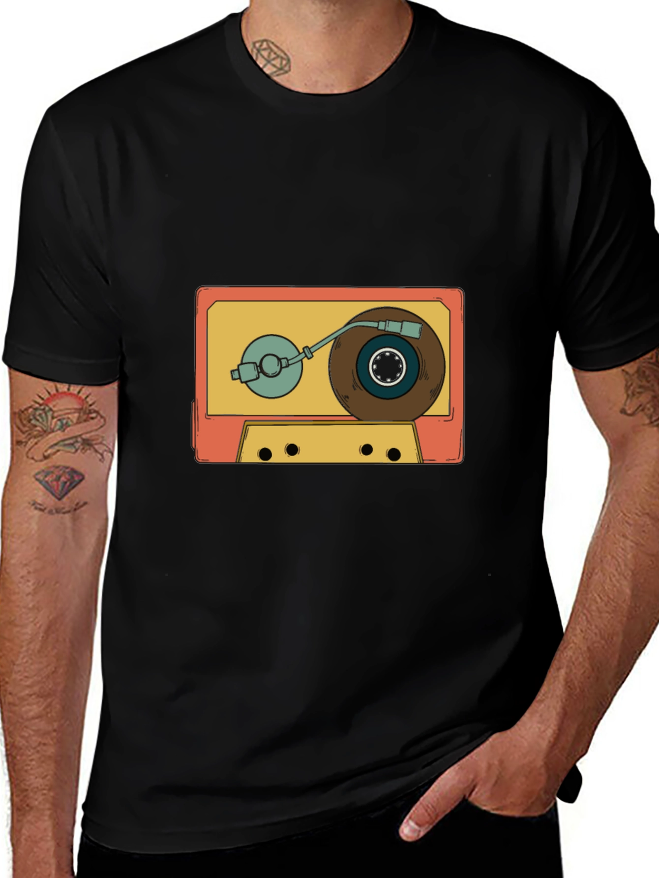 Retro Cassette Turntable Graphic T-Shirt