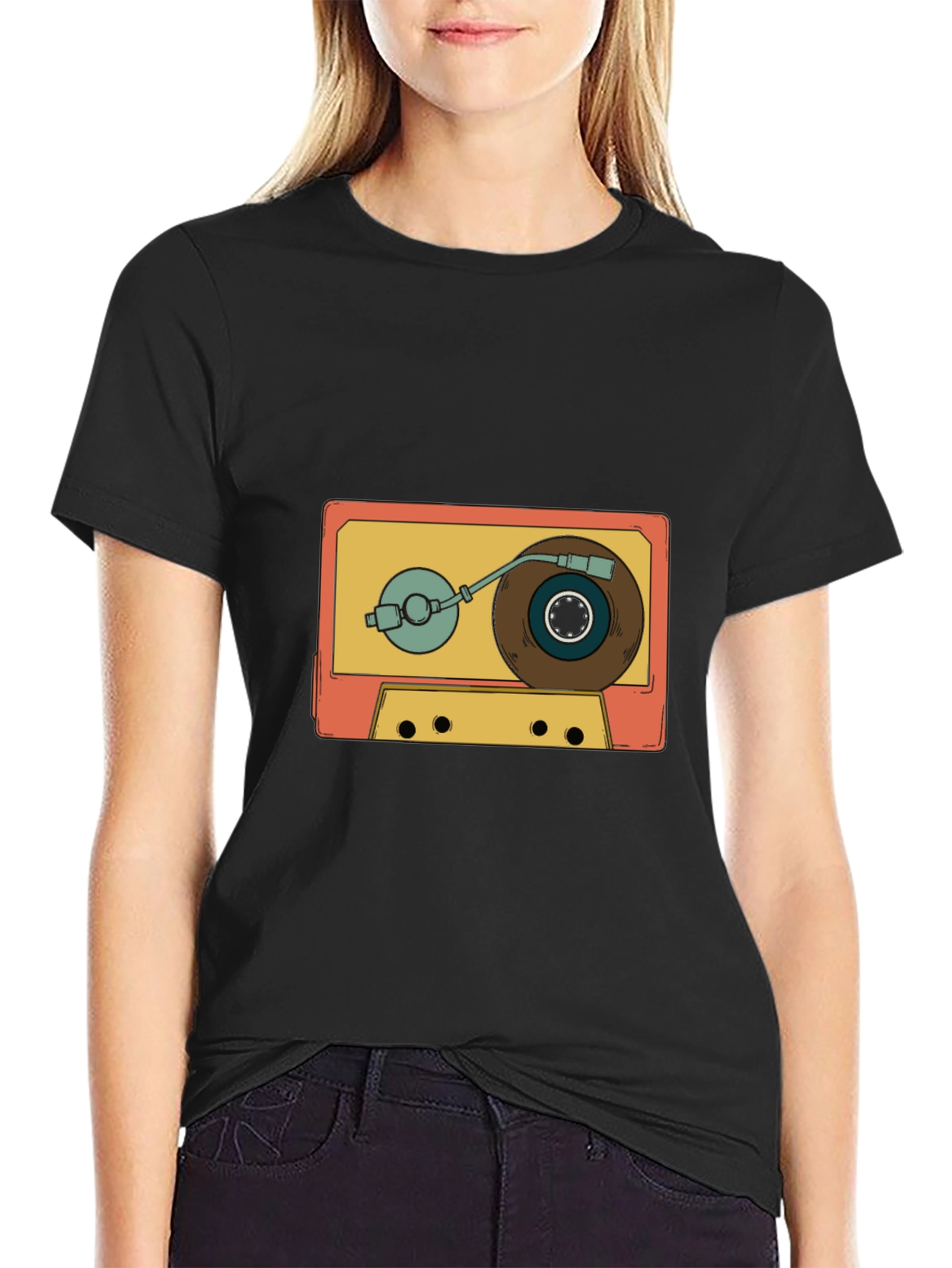 Retro Cassette Turntable Graphic T-Shirt