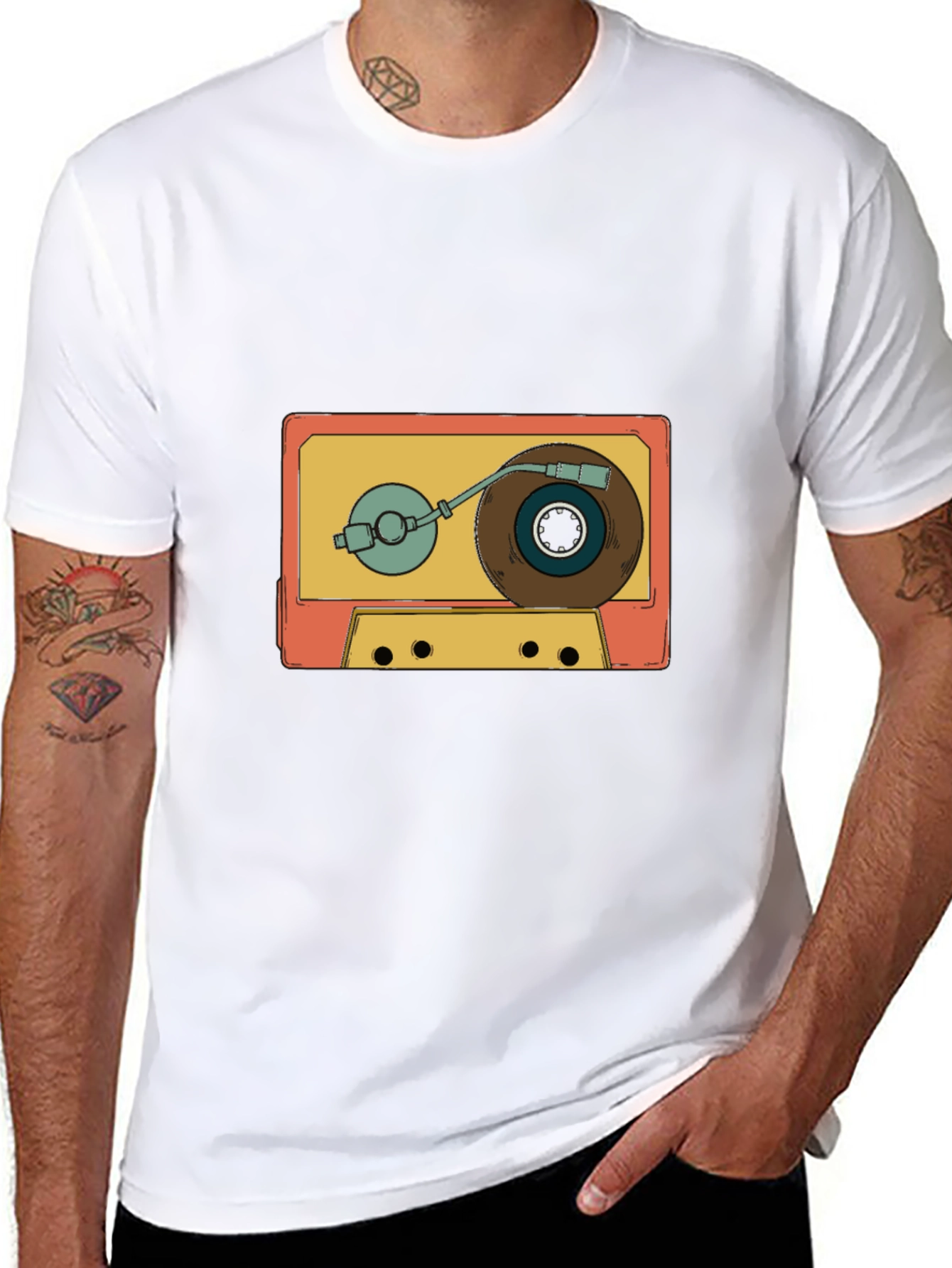 Retro Cassette Turntable Graphic T-Shirt