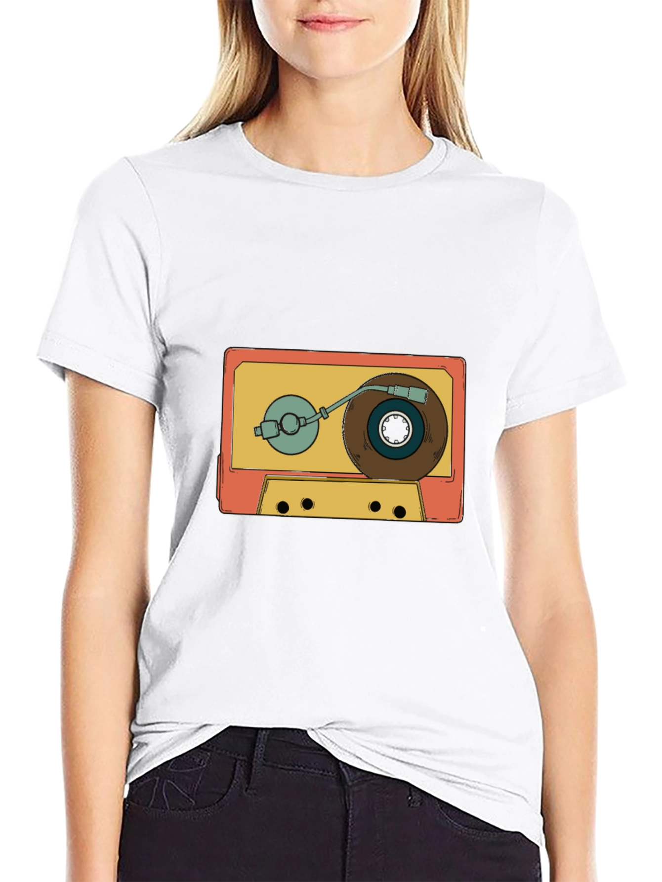 Retro Cassette Turntable Graphic T-Shirt