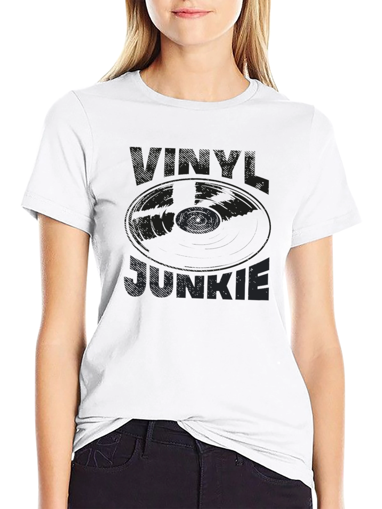 Vinyl Junkie Black T-Shirt - Music Lover Tee