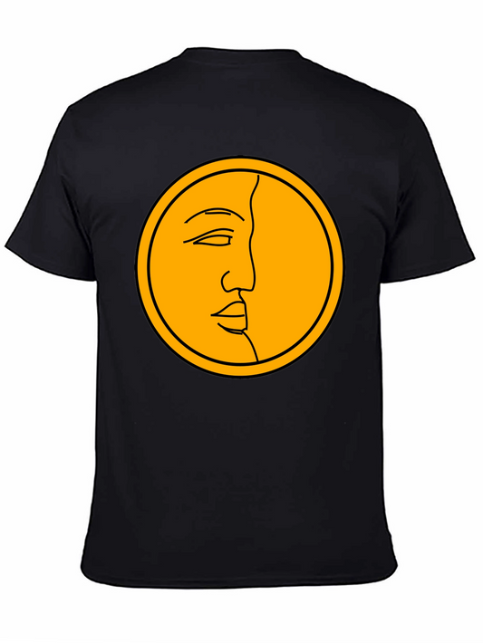 Graphic Tee: Moon Face Design - Black