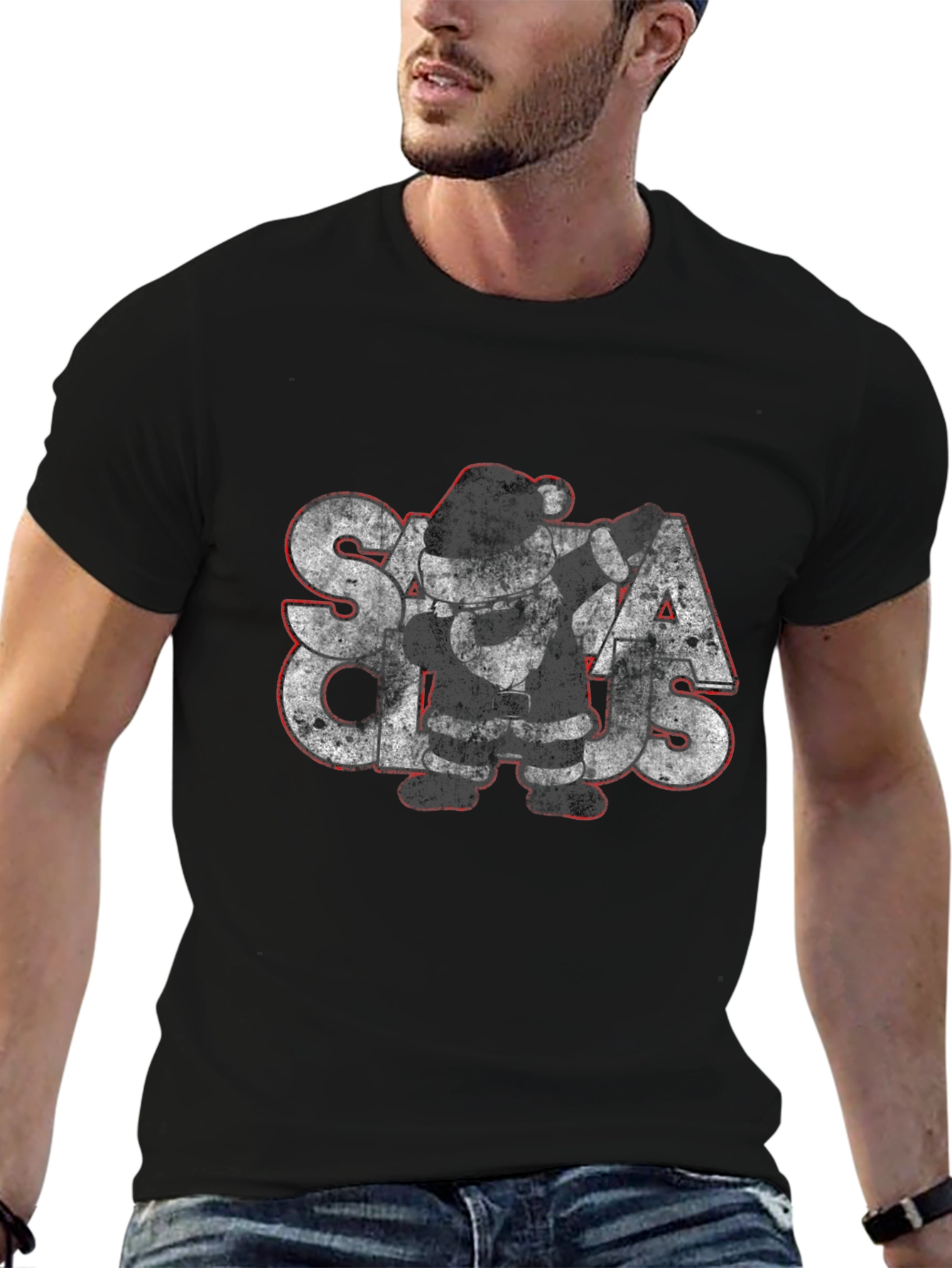 Dabbing Santa Claus Graphic T-Shirt - Holiday Fun