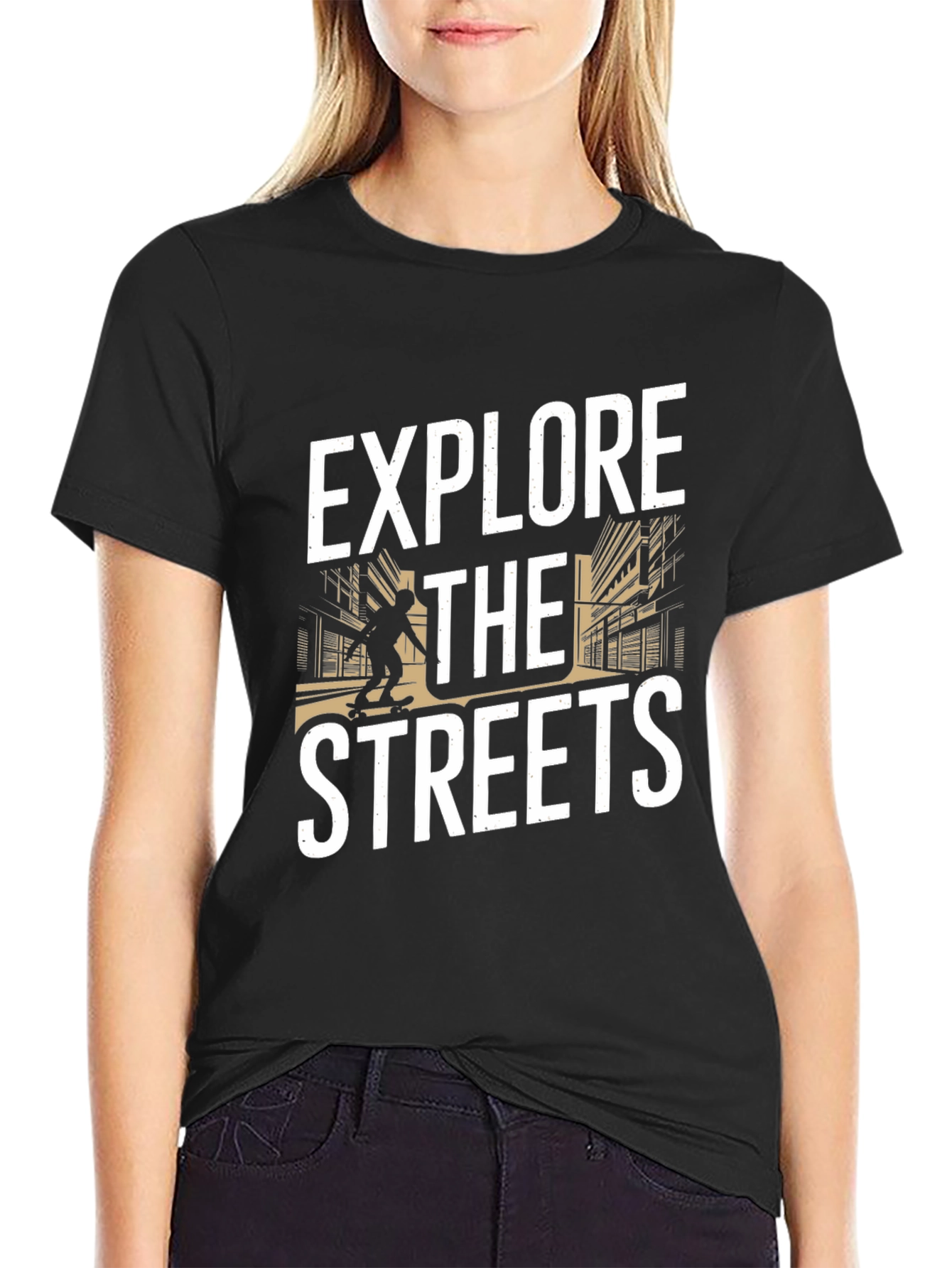 Explore the Streets Black Graphic T-Shirt