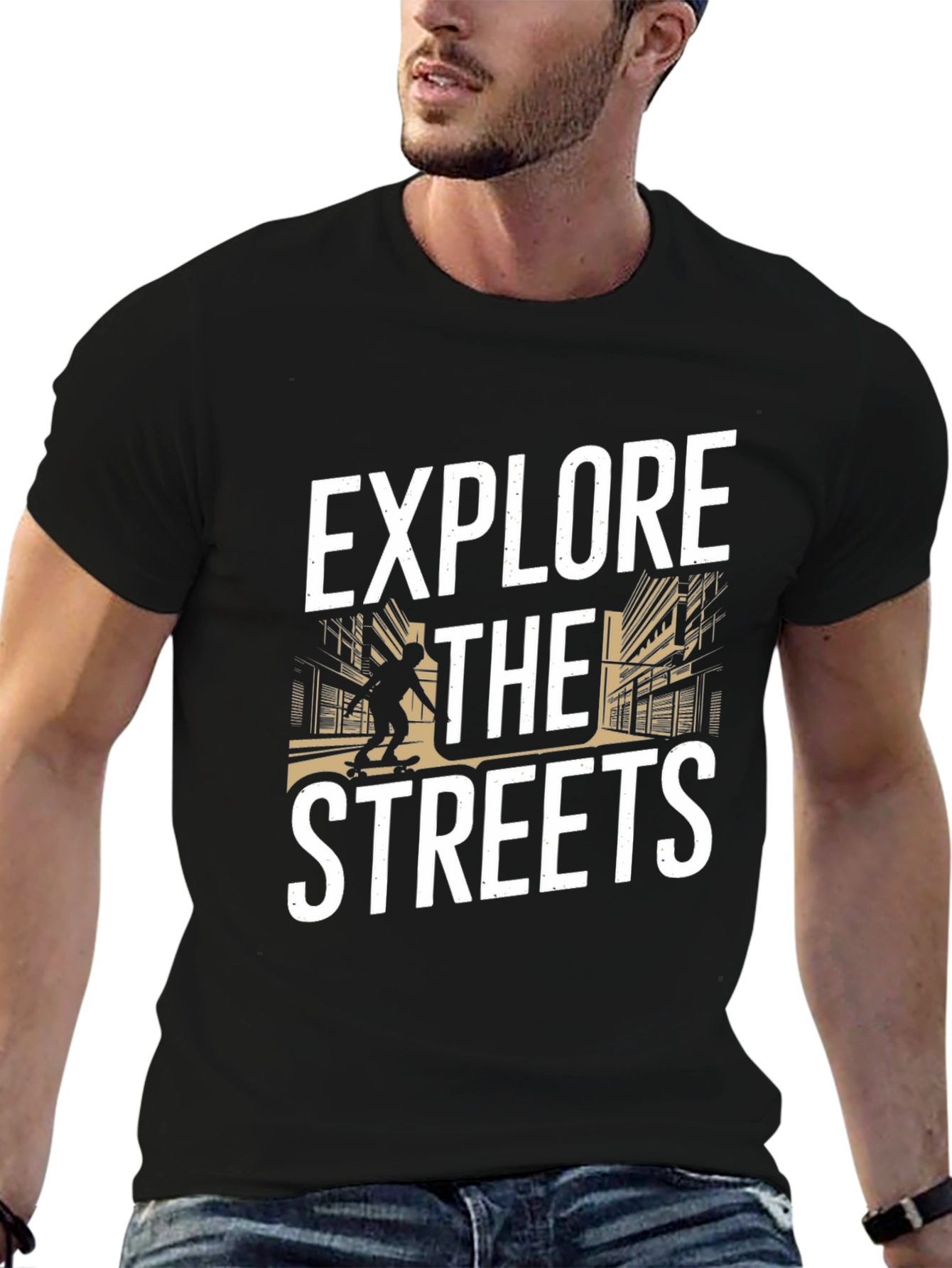 Explore the Streets Black Graphic T-Shirt