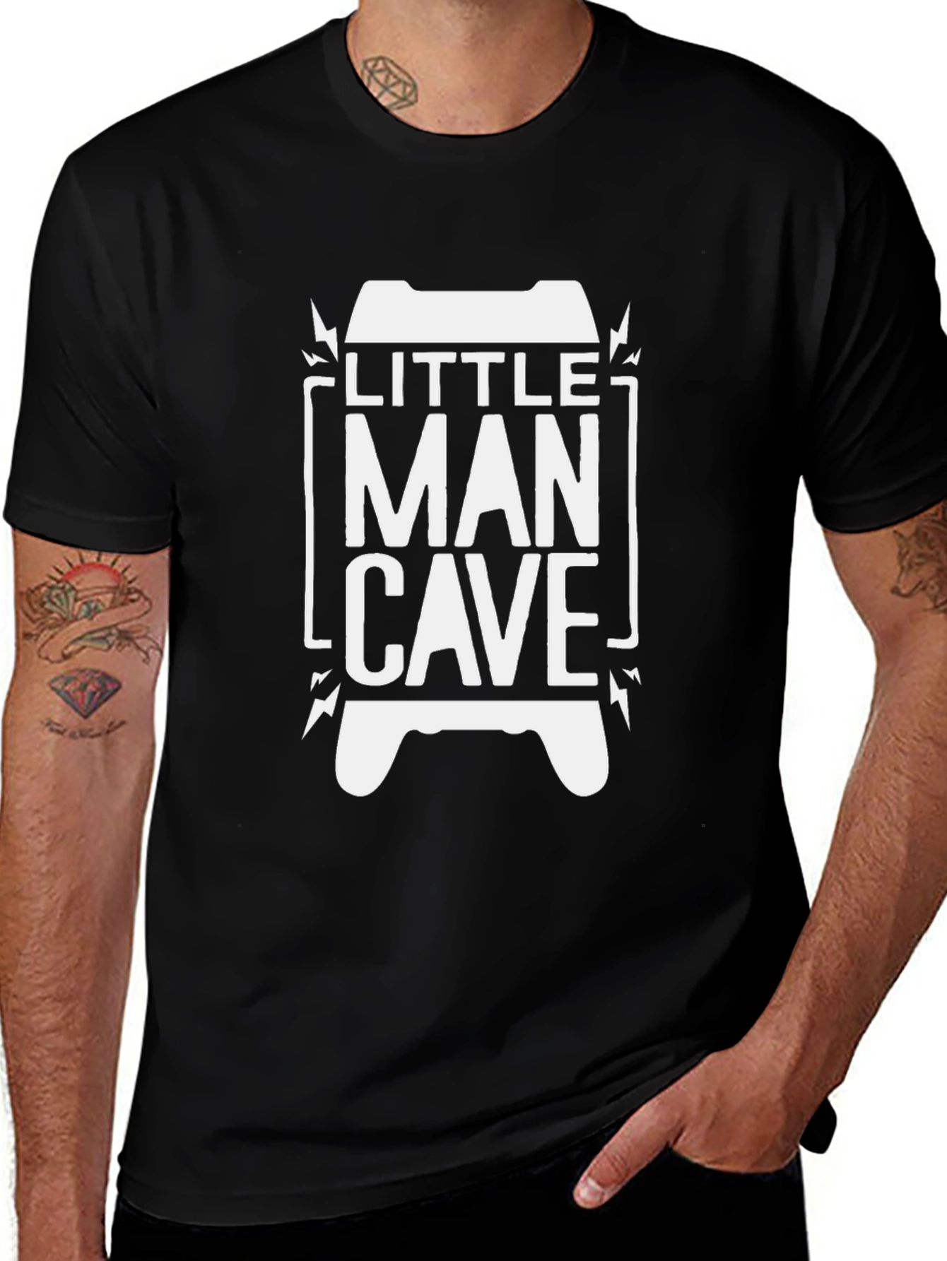 Little Man Cave Gamer T-Shirt - Black Cotton Tee