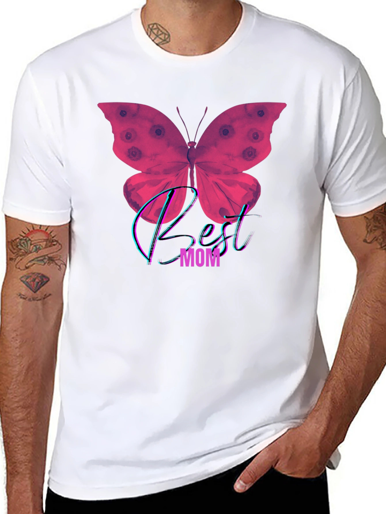 Best Mom Butterfly Graphic T-Shirt - Black
