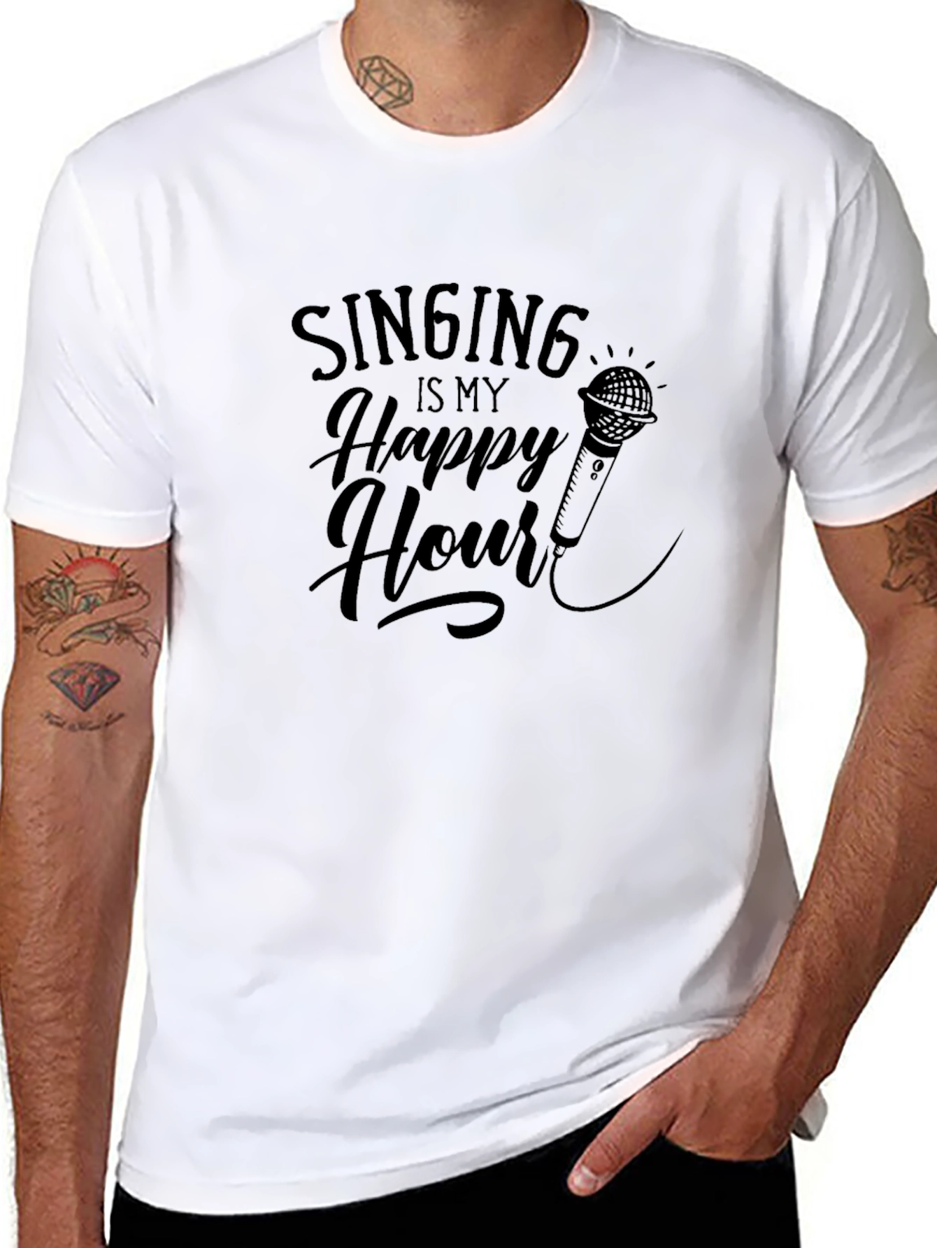Singing is My Happy Hour T-Shirt - Black
