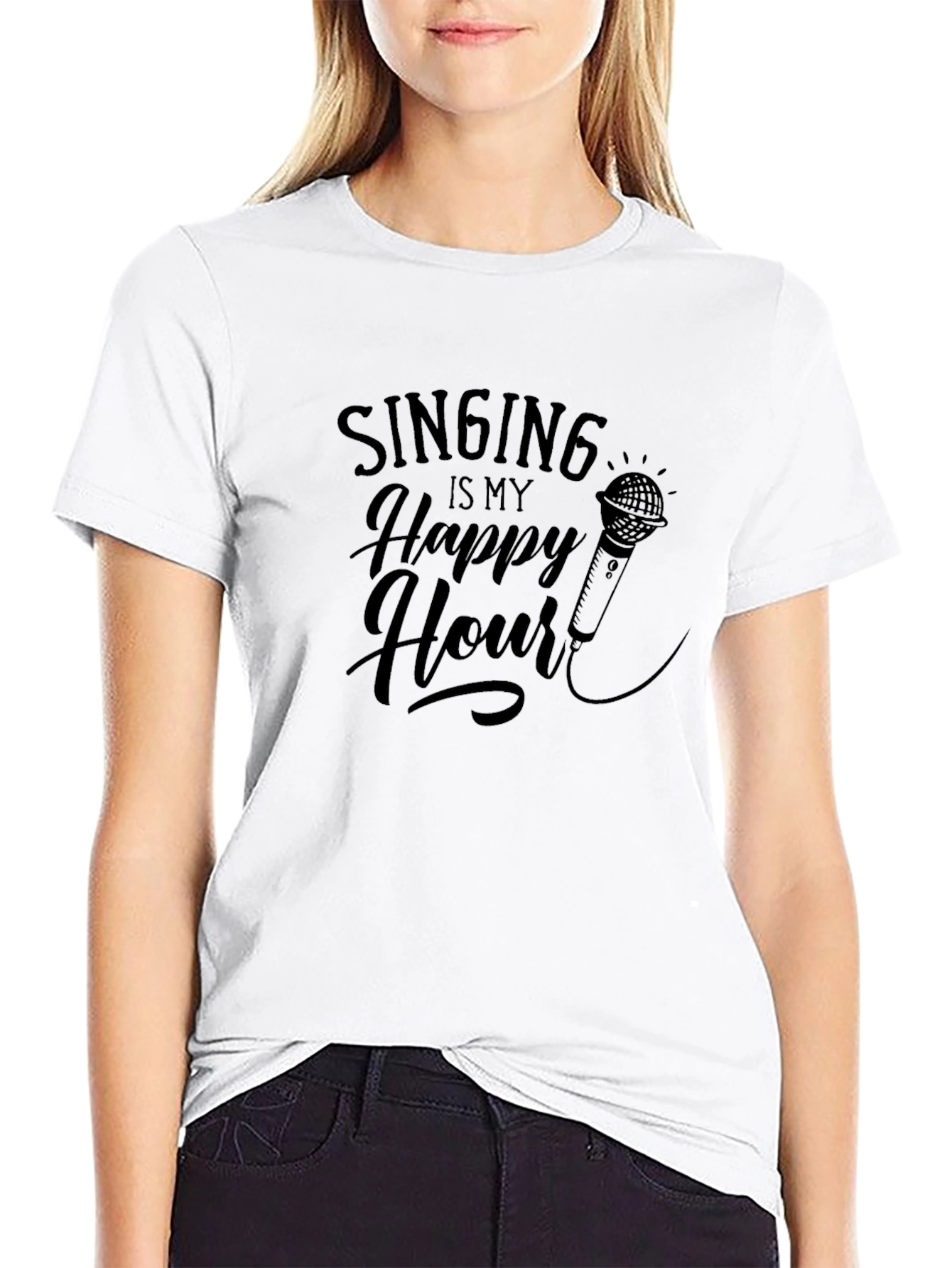 Singing is My Happy Hour T-Shirt - Black