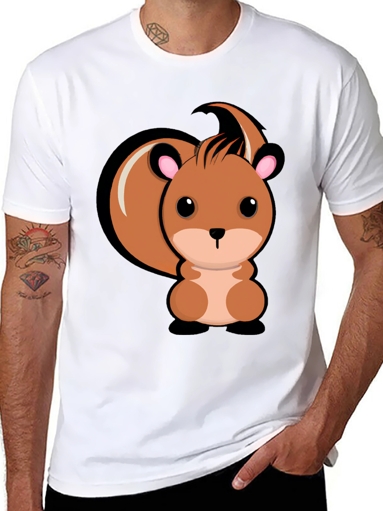 Cute Squirrel Graphic T-Shirt - Black Cotton Tee