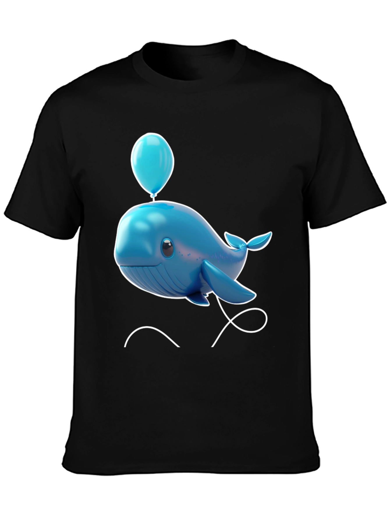 Cute Blue Whale with Balloon Graphic Tee