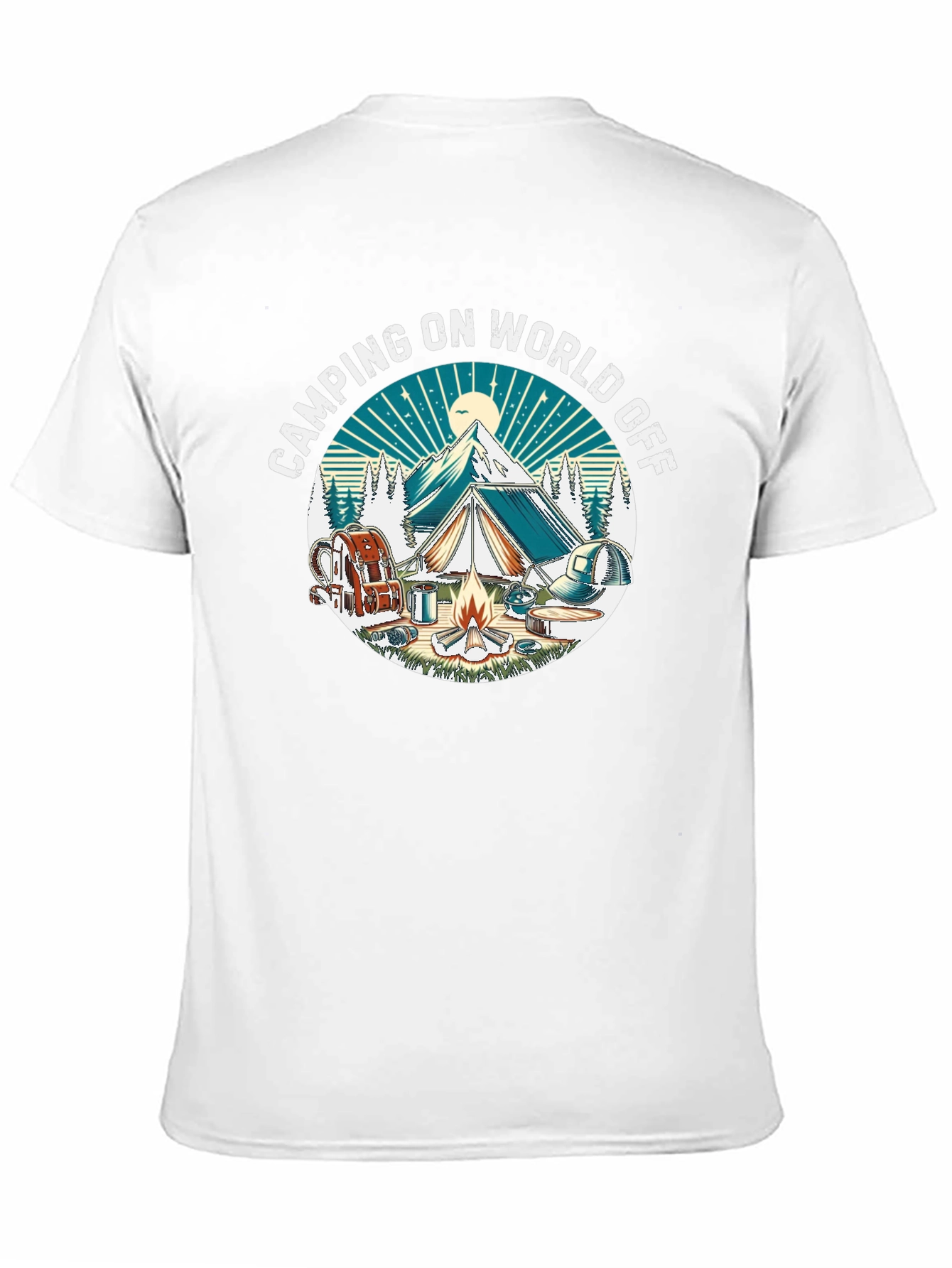 Camping On World Off Black T-Shirt