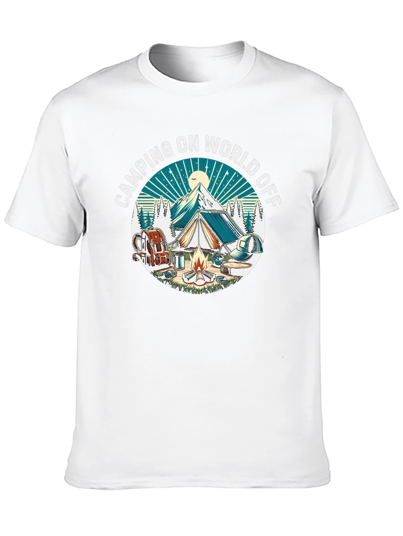 Camping On World Off Black T-Shirt