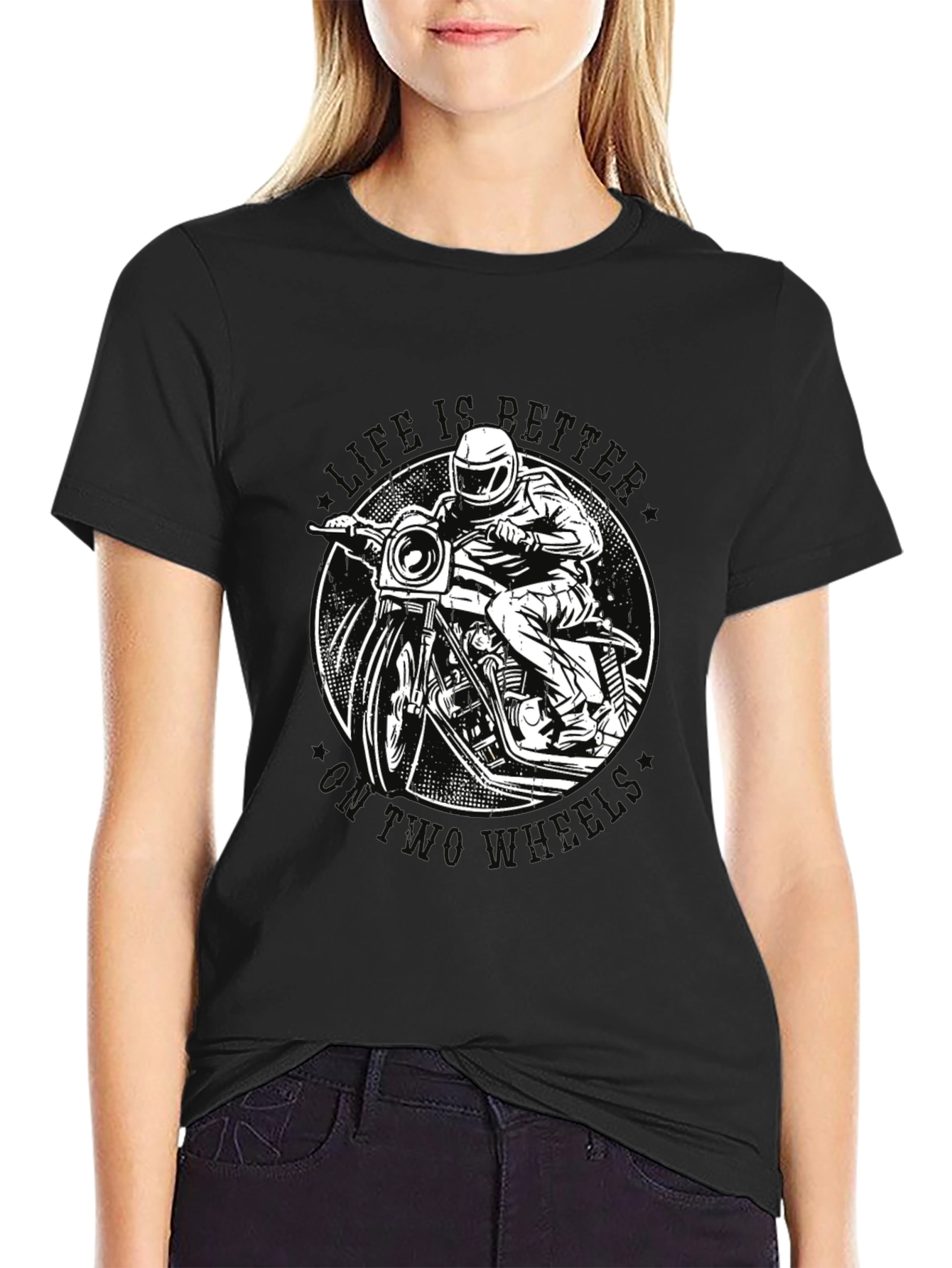 Life is Better on Two Wheels Black T-Shirt