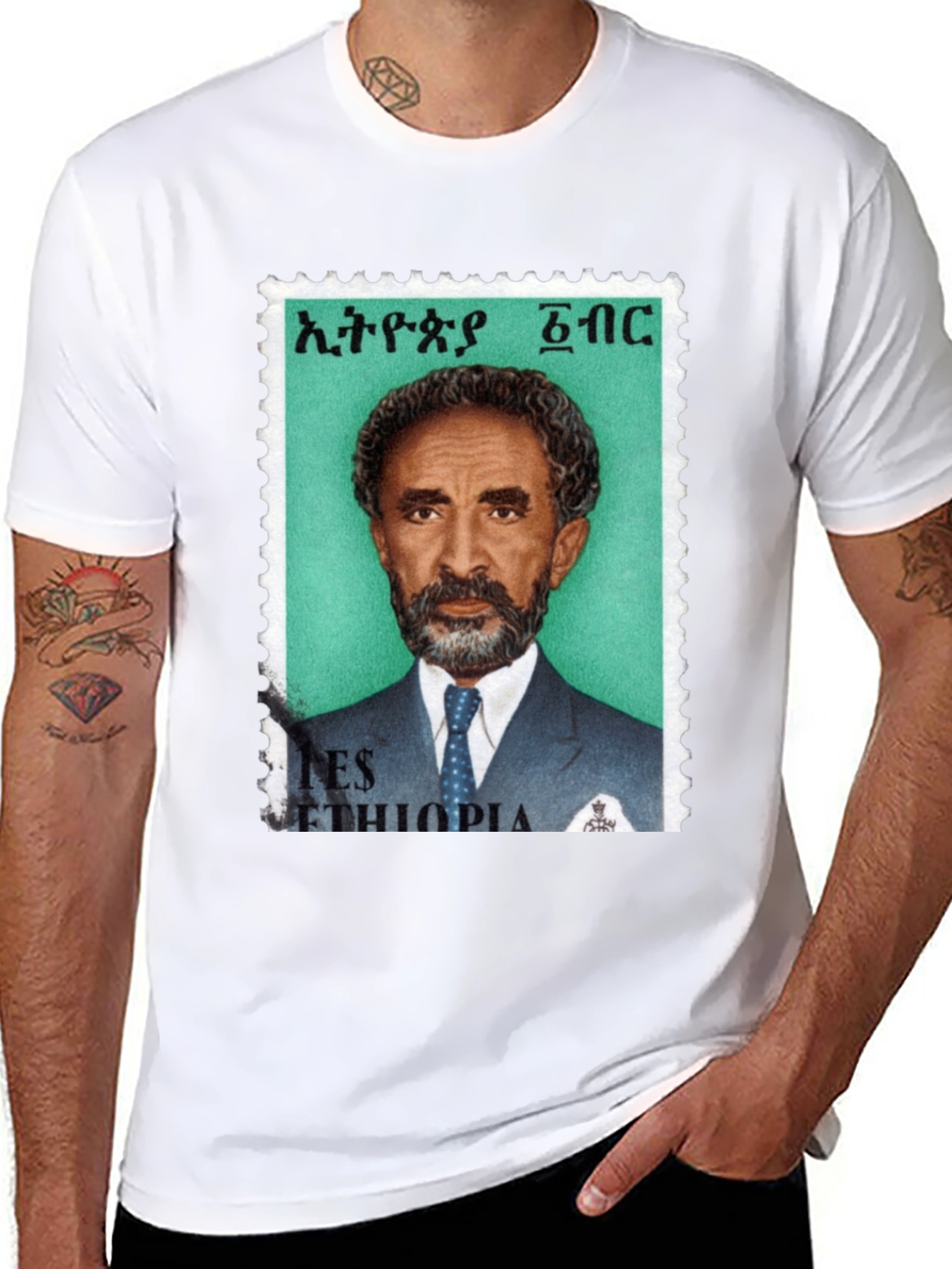 Haile Selassie Stamp Tee - Rastafarian T-Shirt