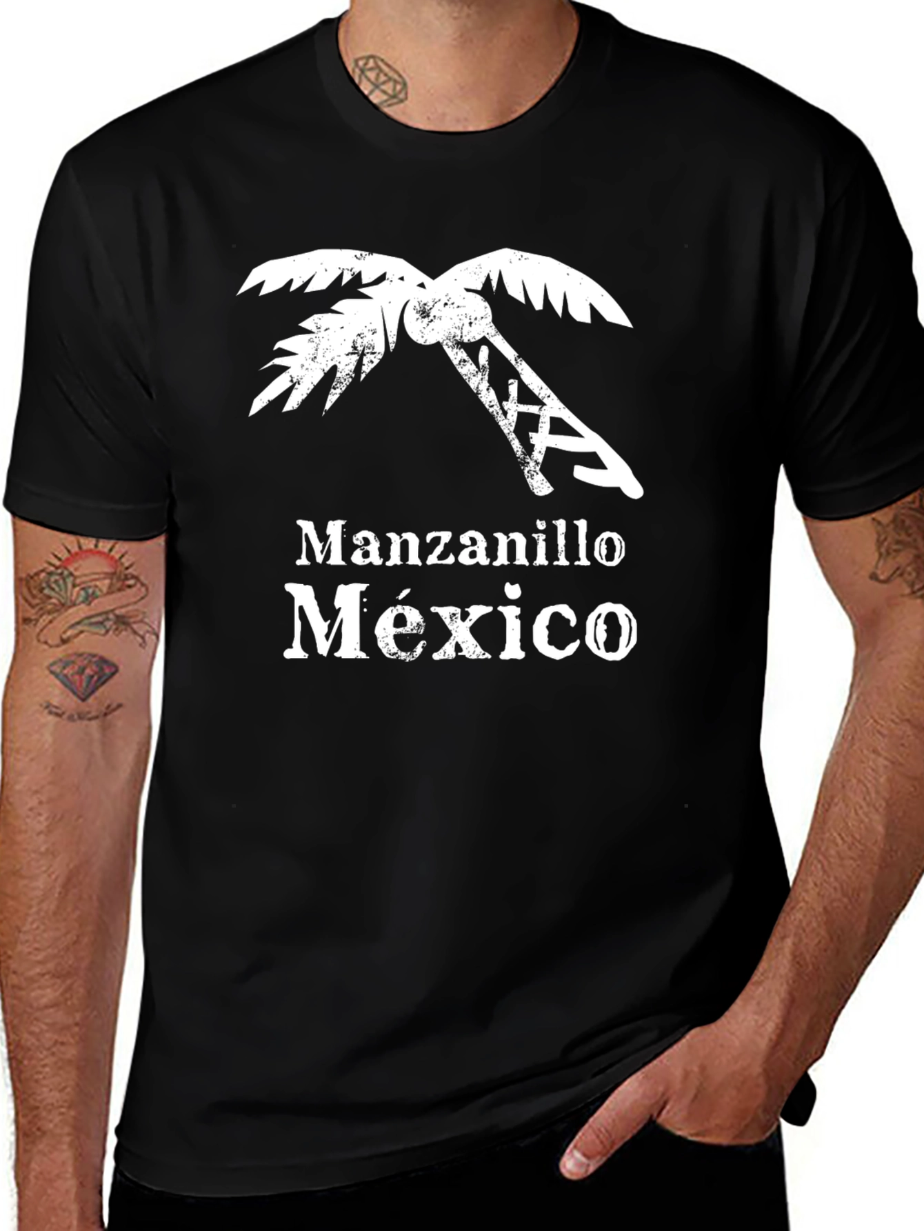 Manzanillo Mexico Palm Tree Graphic T-Shirt