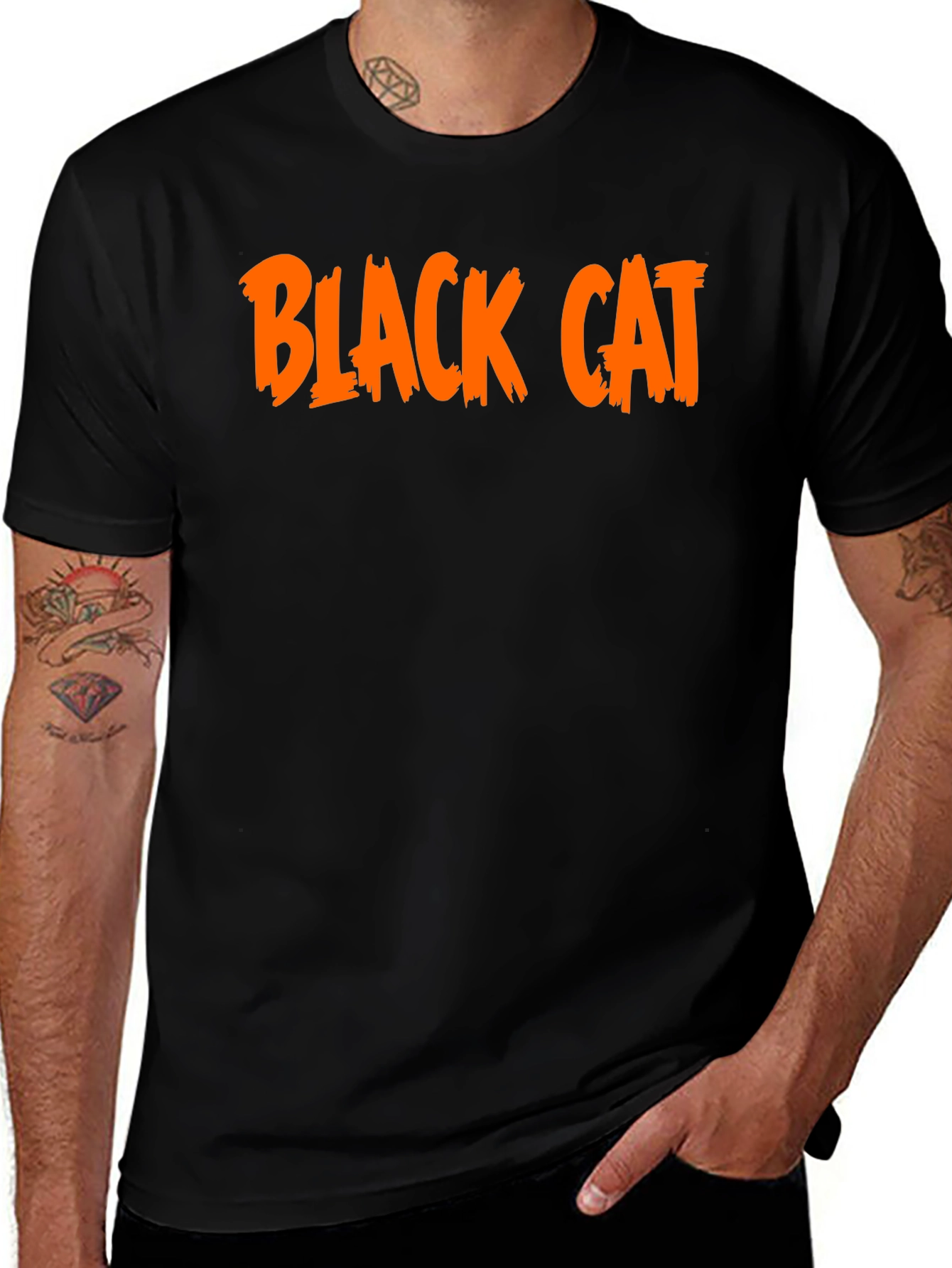 Black Cat Graphic Tee - Halloween T-Shirt