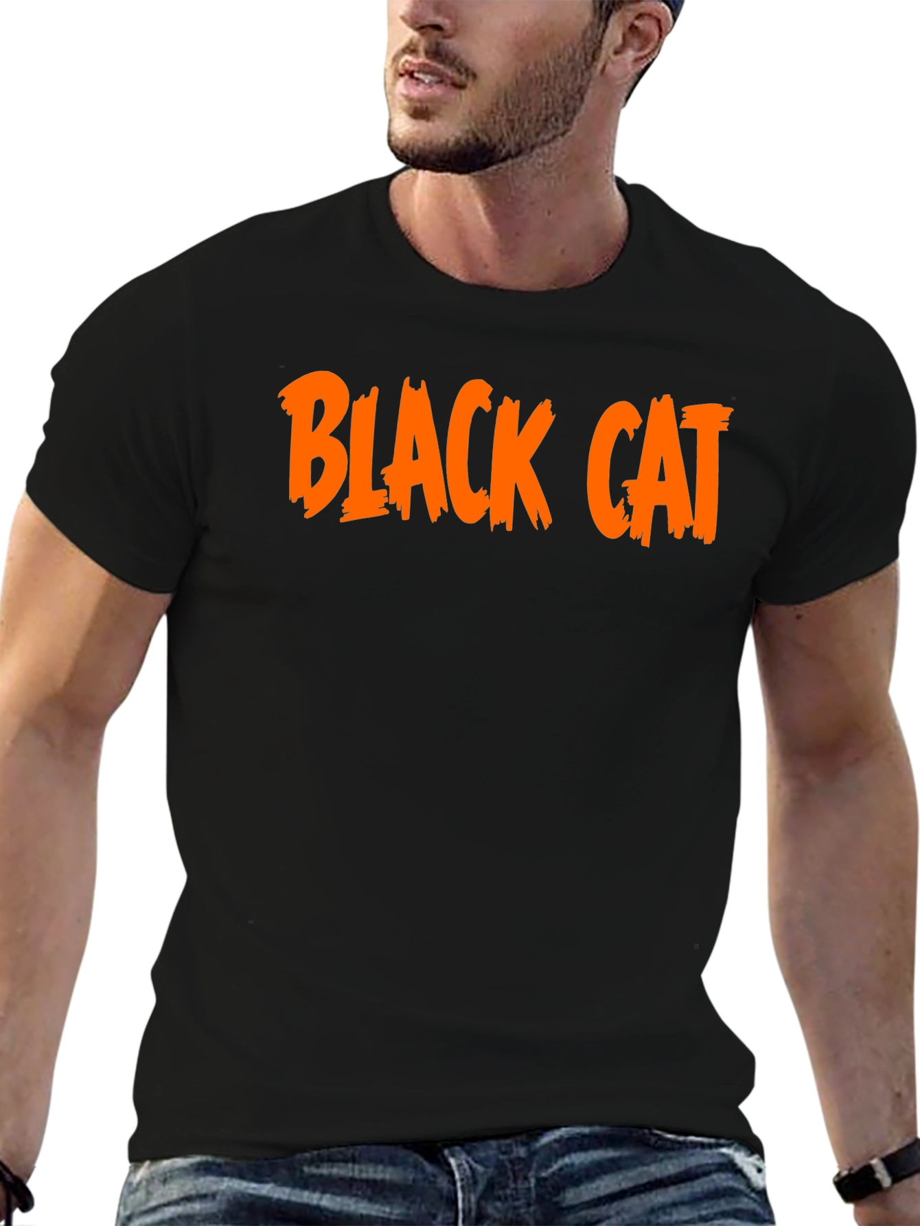 Black Cat Graphic Tee - Halloween T-Shirt