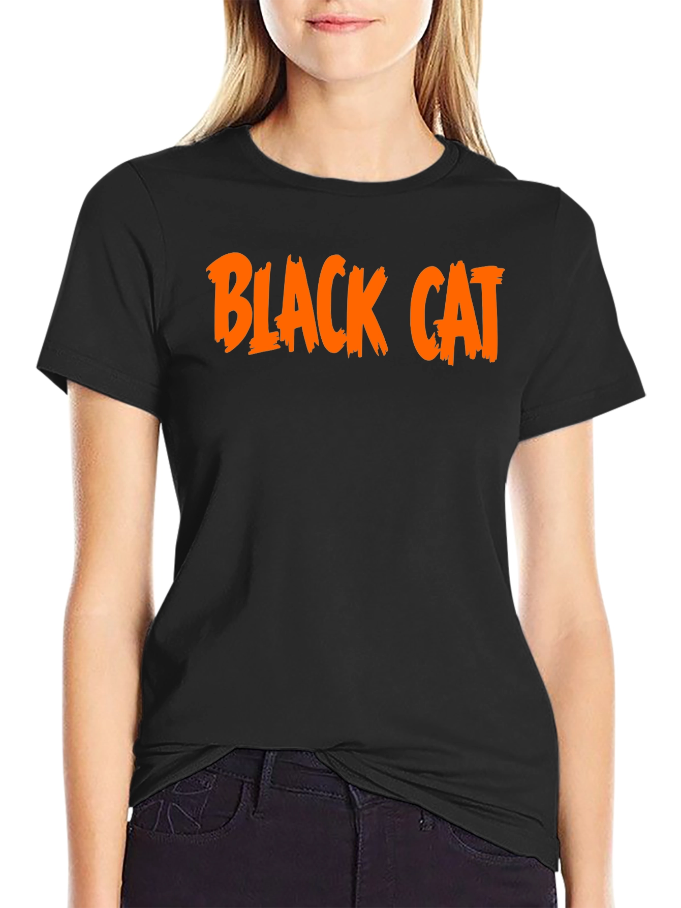 Black Cat Graphic Tee - Halloween T-Shirt
