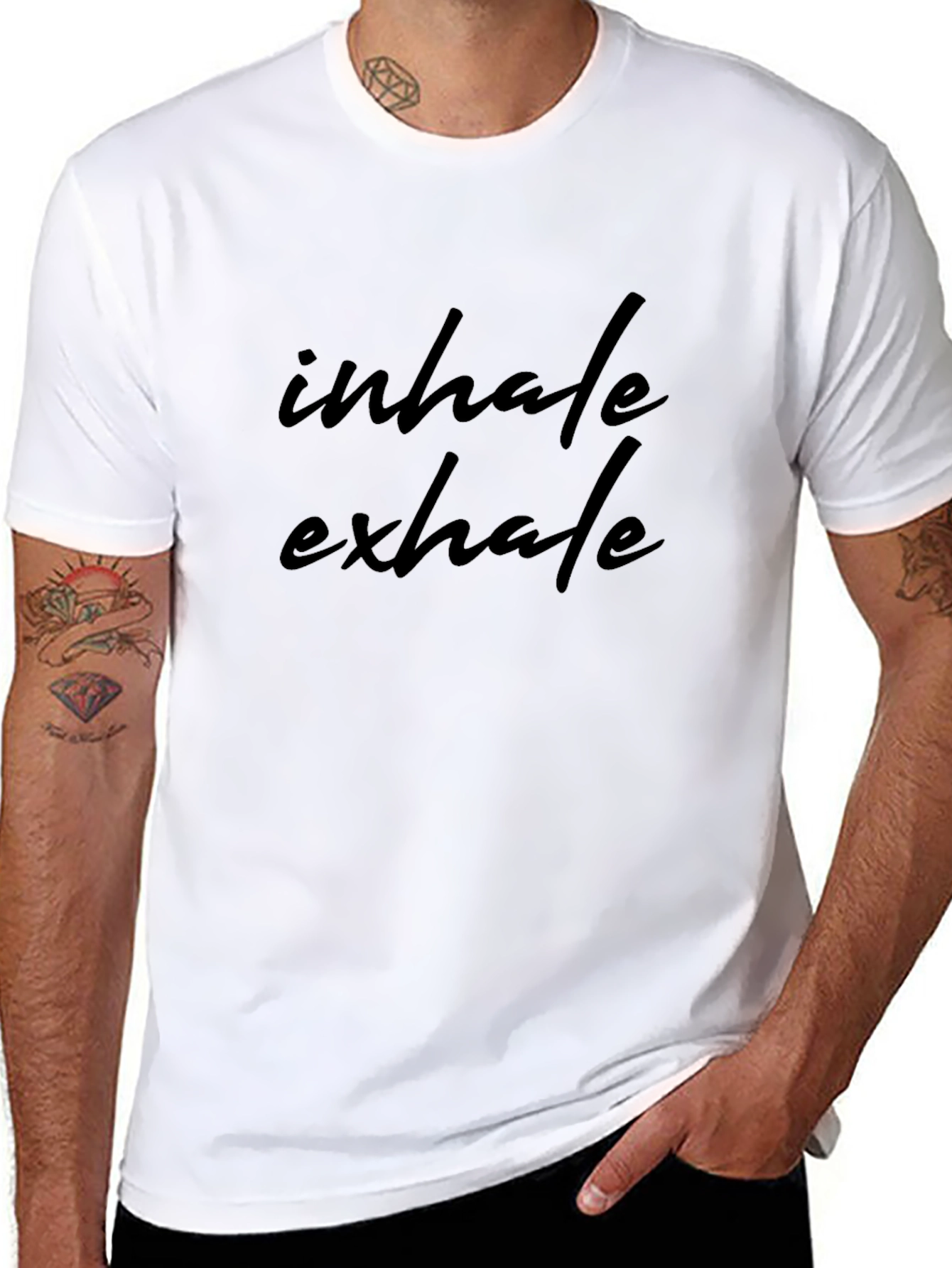 Inhale Exhale Black Graphic T-Shirt