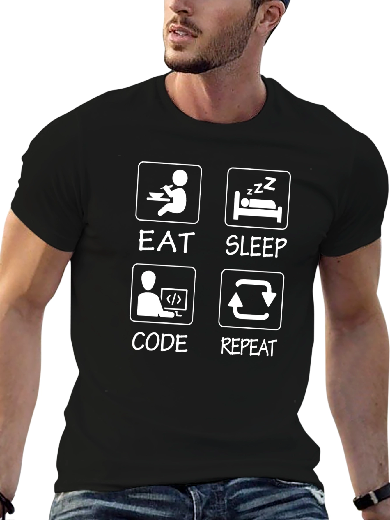 Eat Sleep Code Repeat Graphic Tee - Programmer Shirt