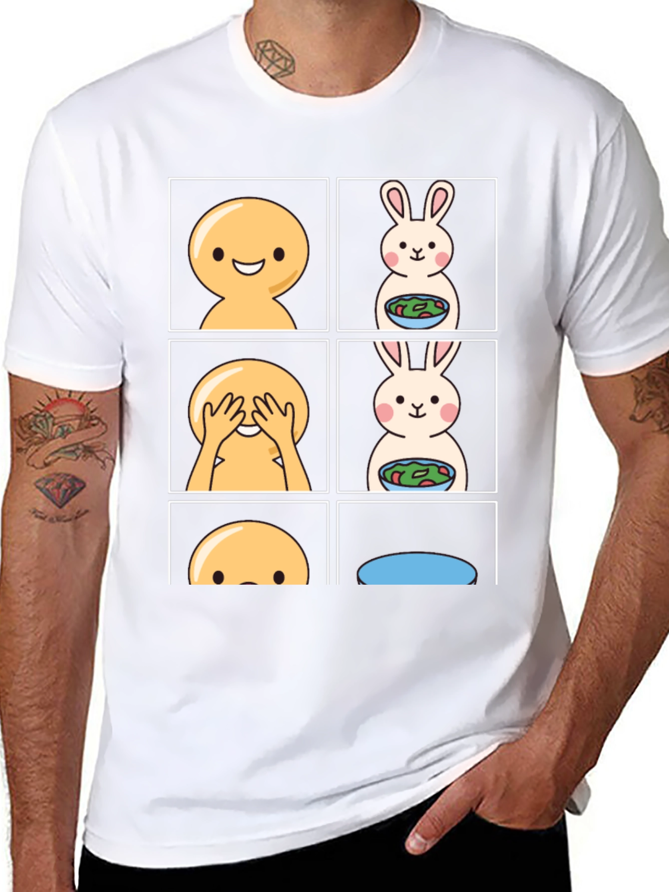 Emoji & Bunny Salad Humor T-Shirt