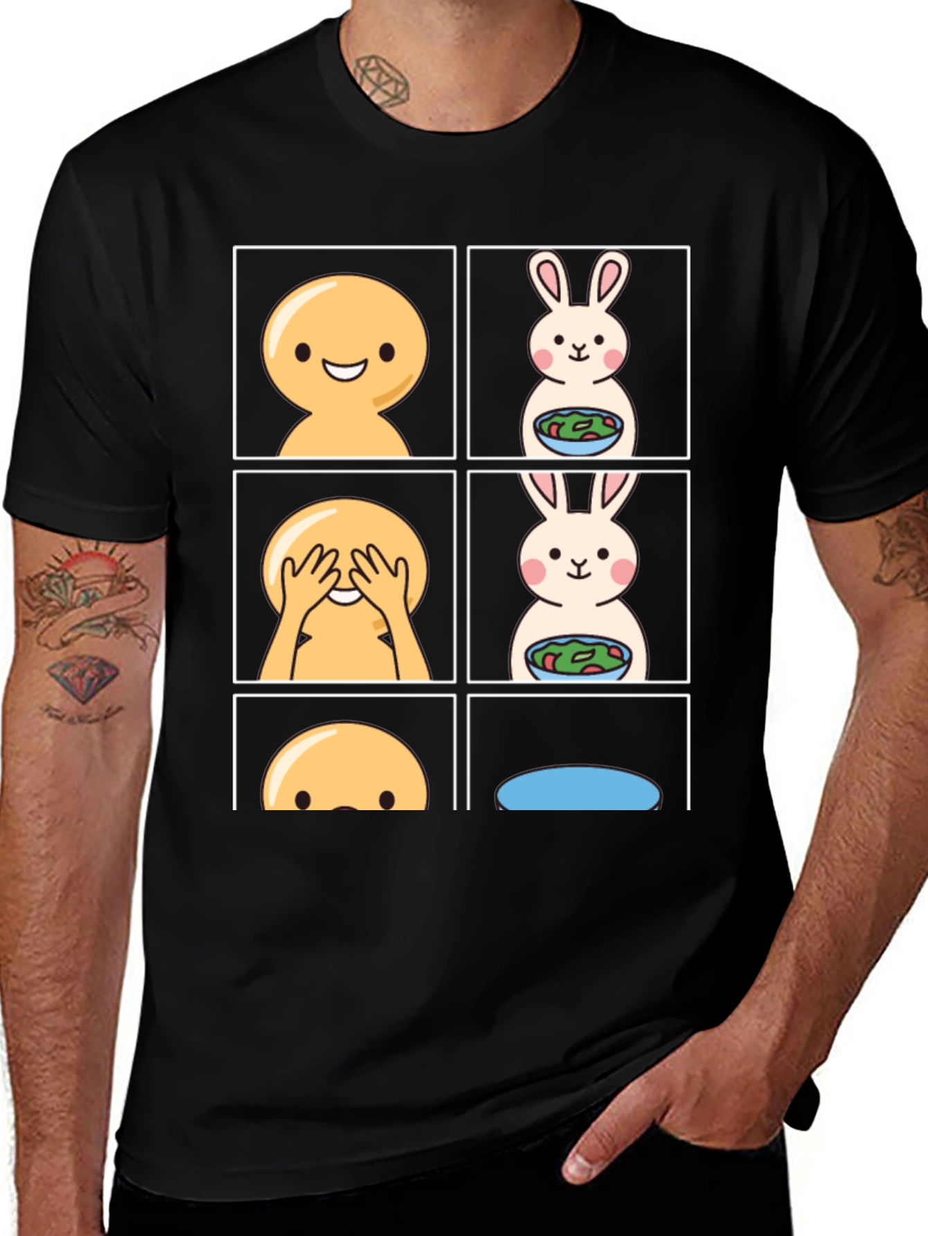 Emoji & Bunny Salad Humor T-Shirt