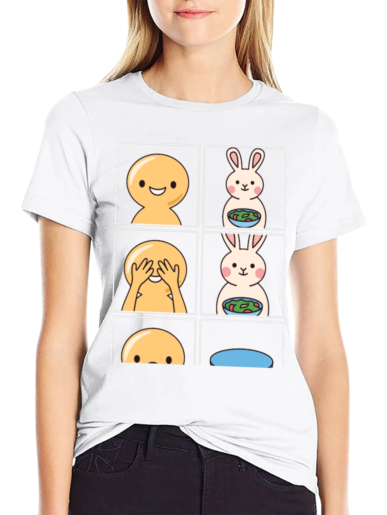 Emoji & Bunny Salad Humor T-Shirt