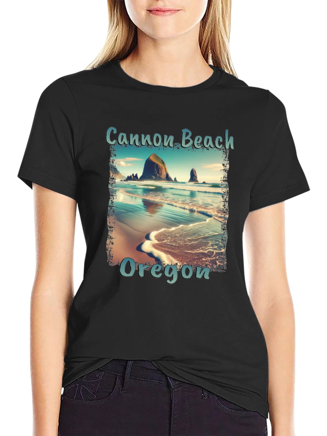 Cannon Beach Oregon Tee - Scenic Coastal Design