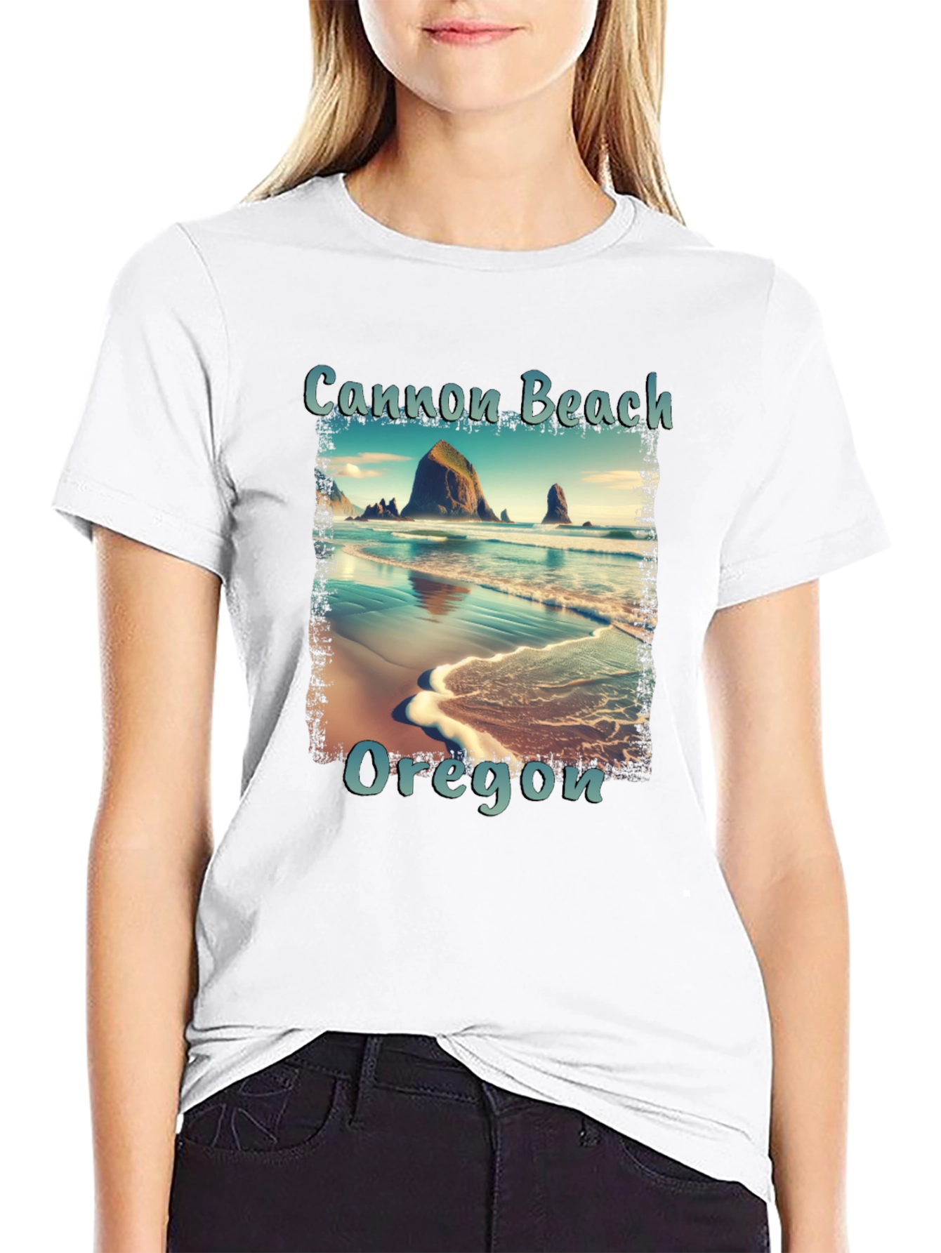 Cannon Beach Oregon Tee - Scenic Coastal Design