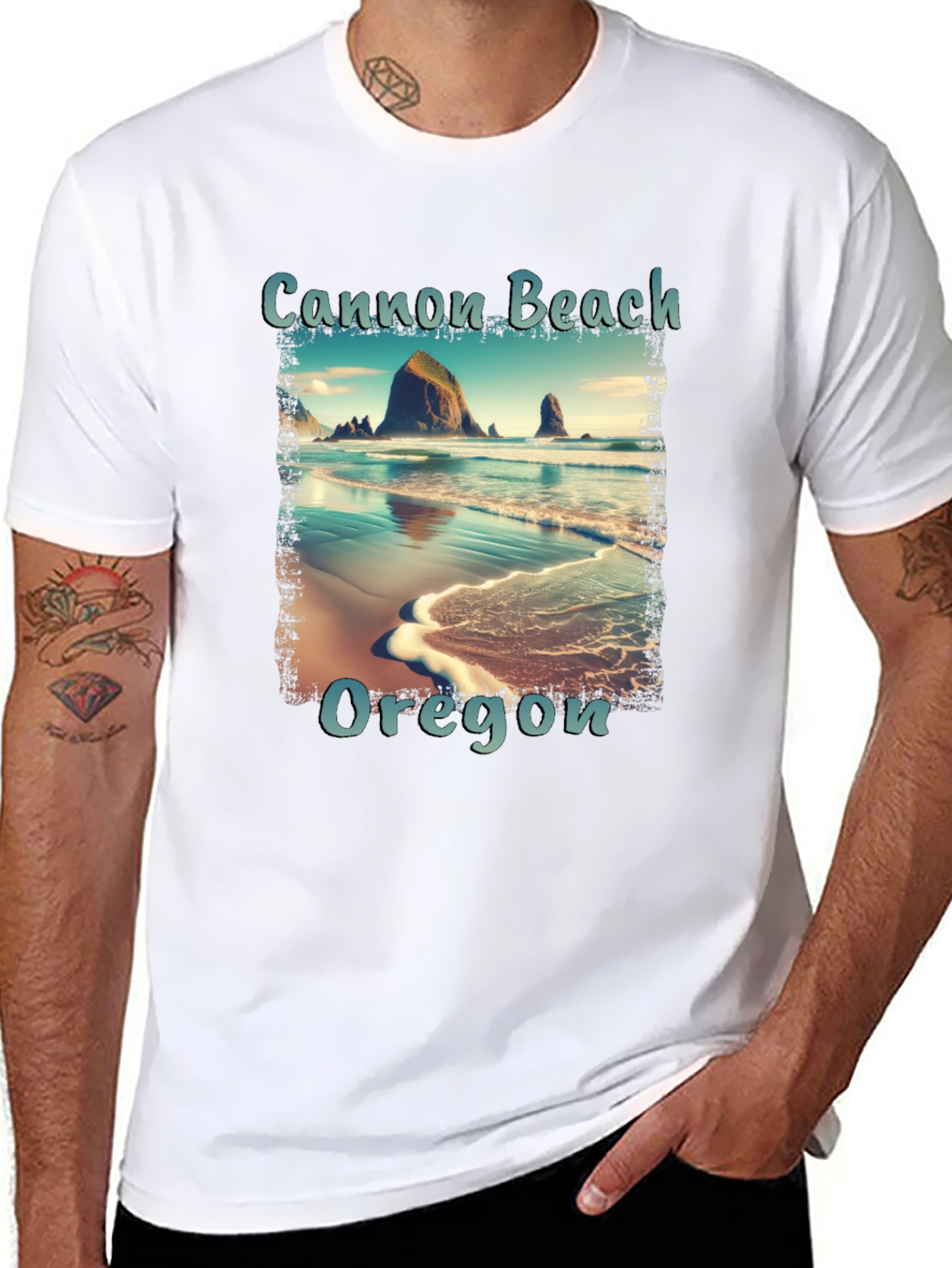 Cannon Beach Oregon Tee - Scenic Coastal Design