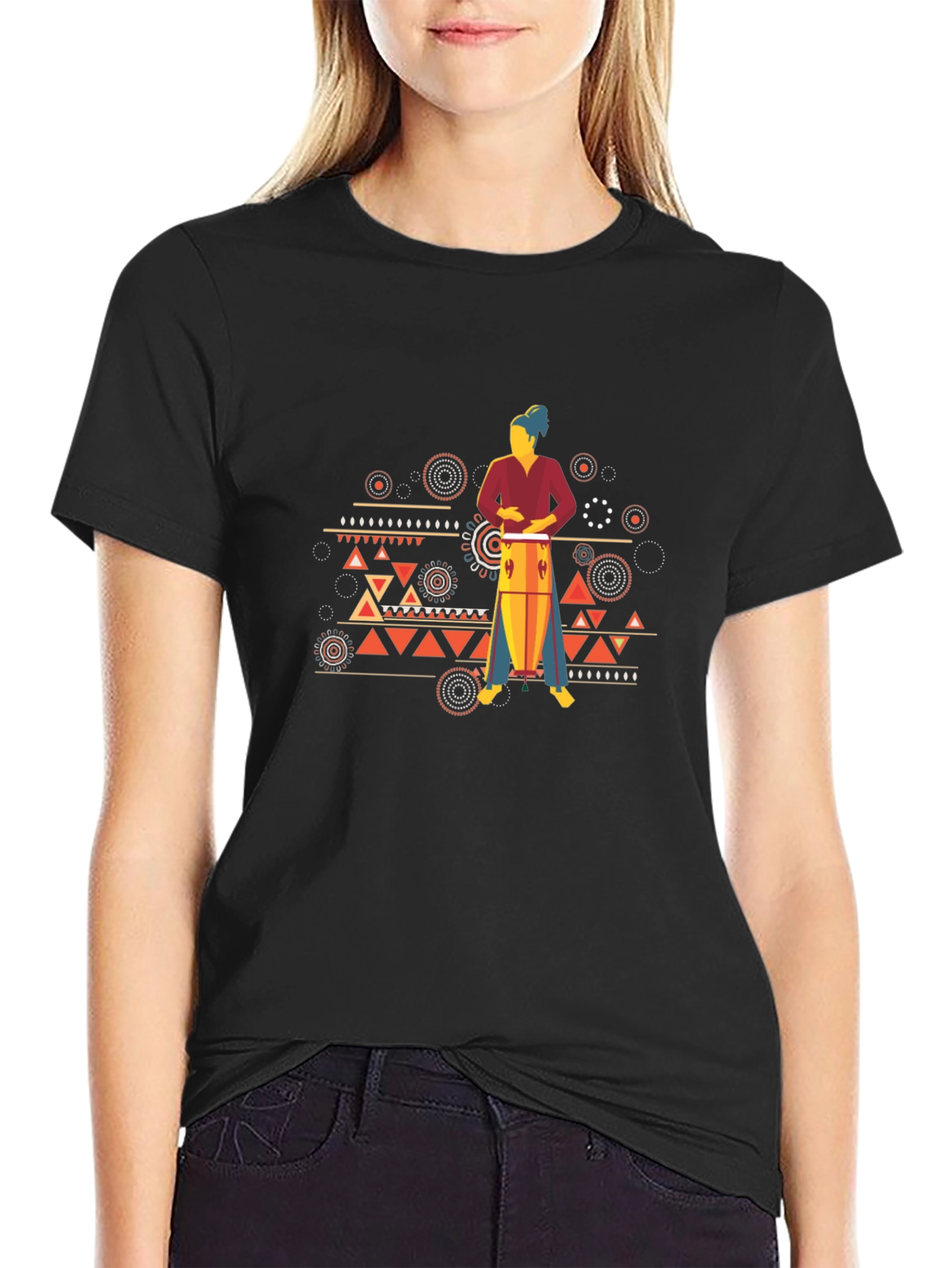 Tribal Drummer Graphic T-Shirt - Bold Style